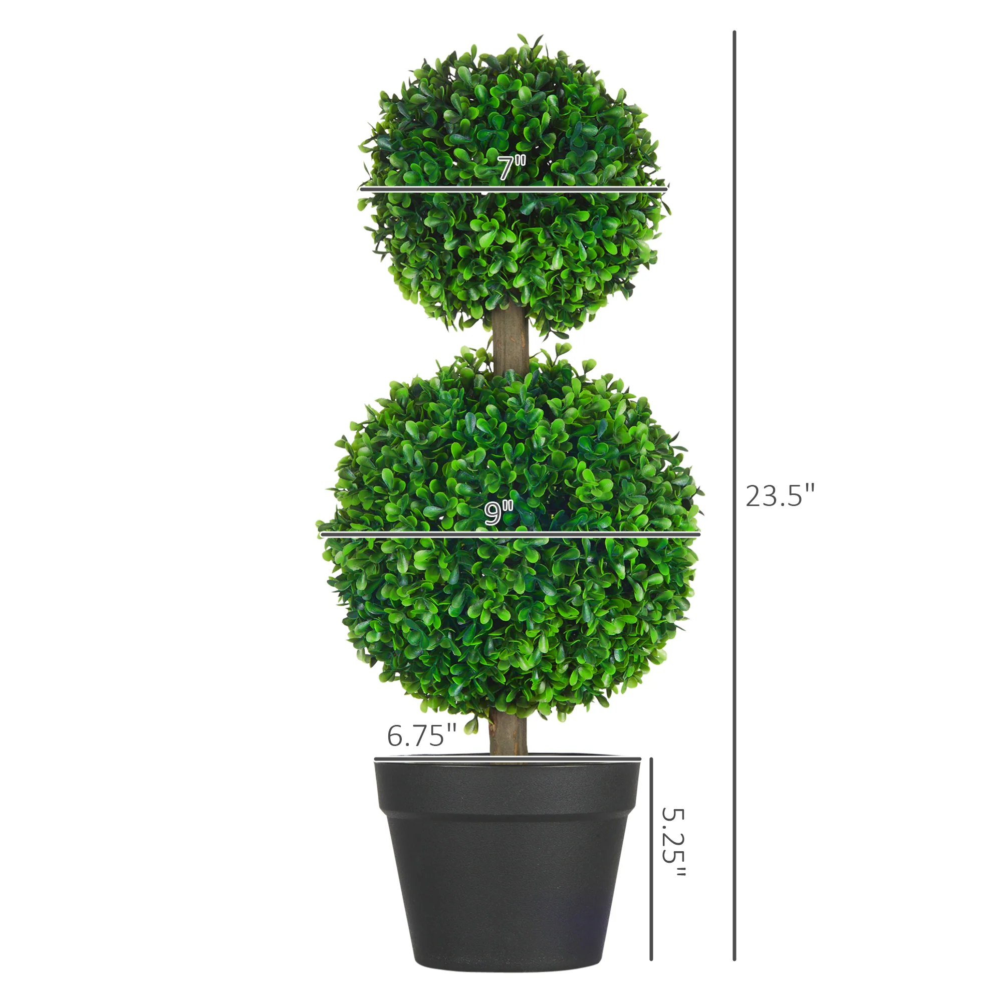 2 Pcs 23.5" Artificial Boxwood Ball Topiary Tree, Fake Plants in Pot, Ball Shaped Leaves - Image 5