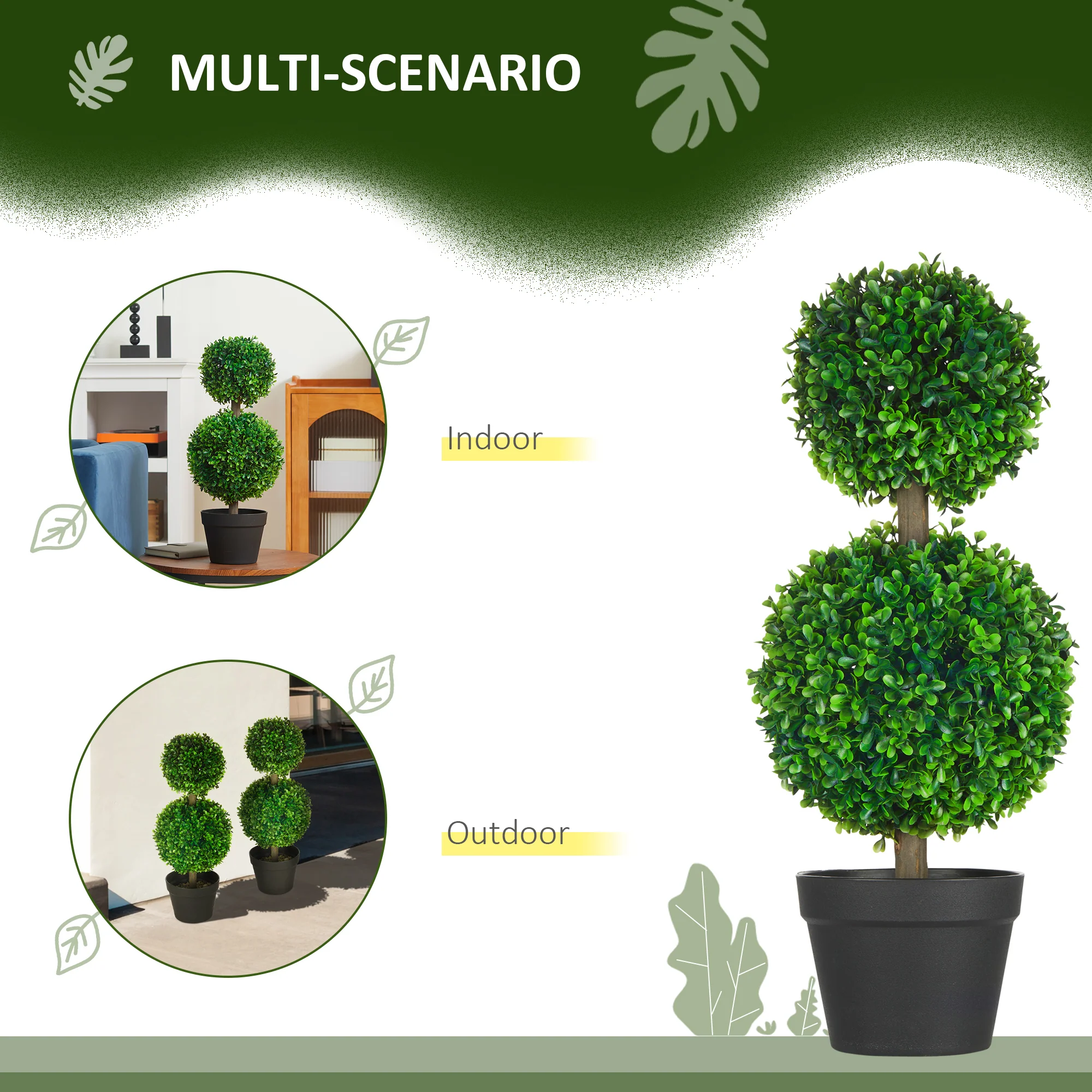 2 Pcs 23.5" Artificial Boxwood Ball Topiary Tree, Fake Plants in Pot, Ball Shaped Leaves - Image 7