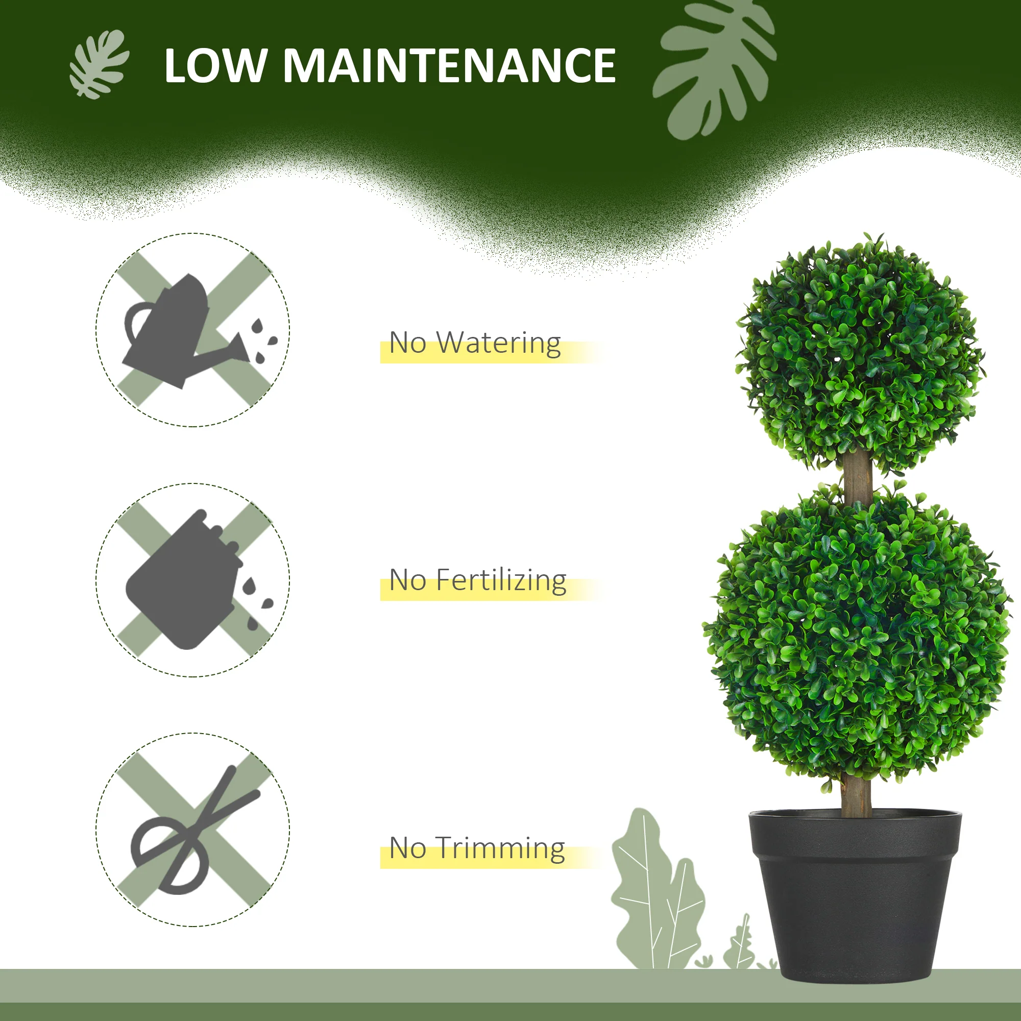 2 Pcs 23.5" Artificial Boxwood Ball Topiary Tree, Fake Plants in Pot, Ball Shaped Leaves - Image 8