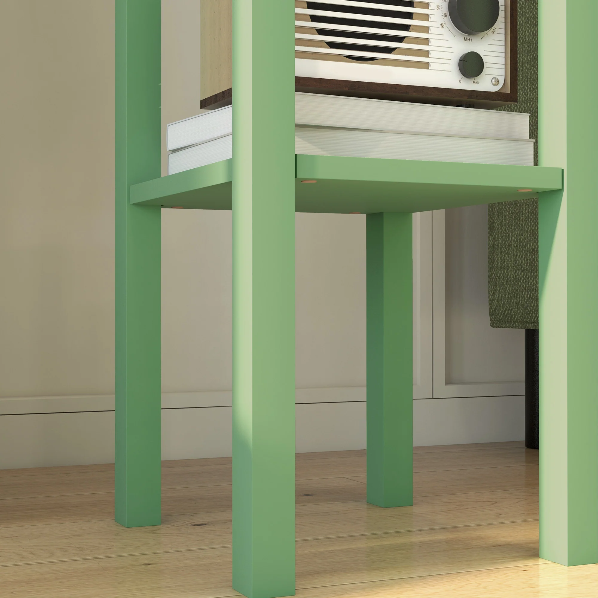 2 Tier Side Table with Drawer and Shelf End Table for Living Room and Hallway Green - Image 11