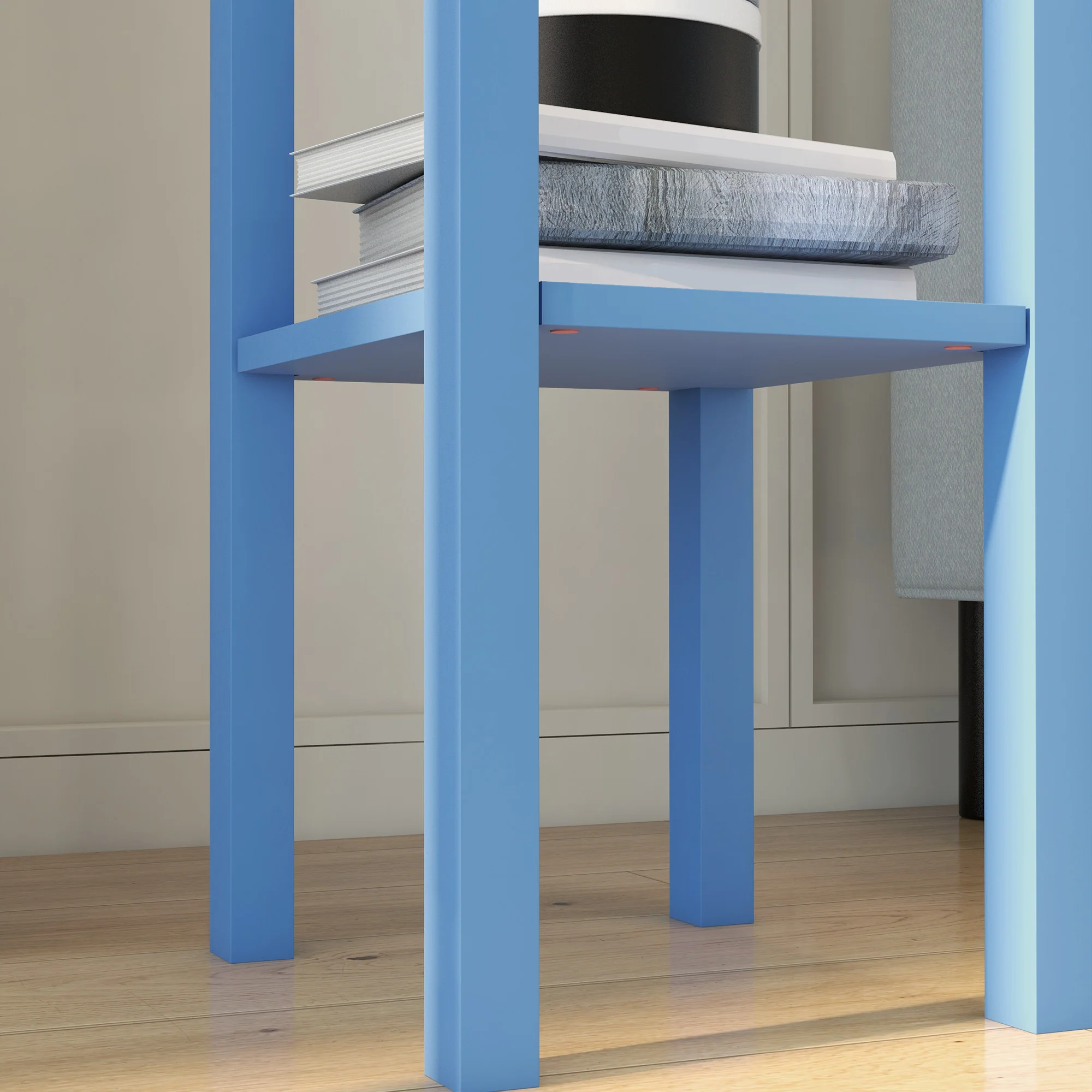 2 Tier Side Table with Drawer and Shelf End Table for Living Room and Hallway Light Blue - Image 11