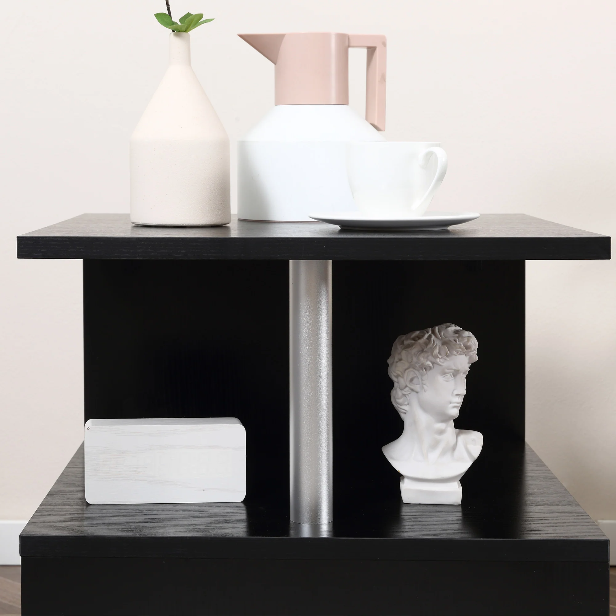 20 Modern End Table Accent Side Table S Shaped Coffee Table With Storage Black - Image 10