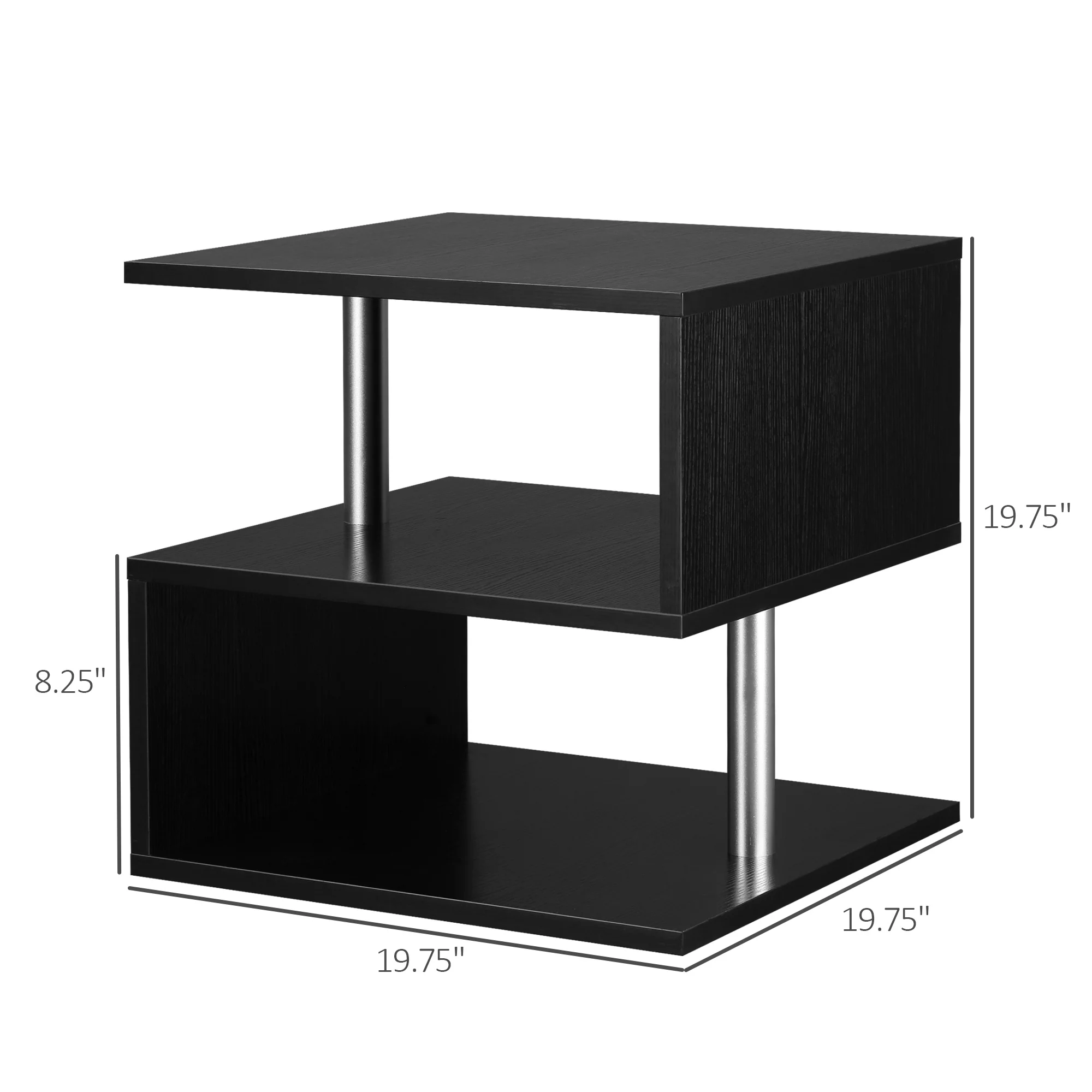 20 Modern End Table Accent Side Table S Shaped Coffee Table With Storage Black - Image 5