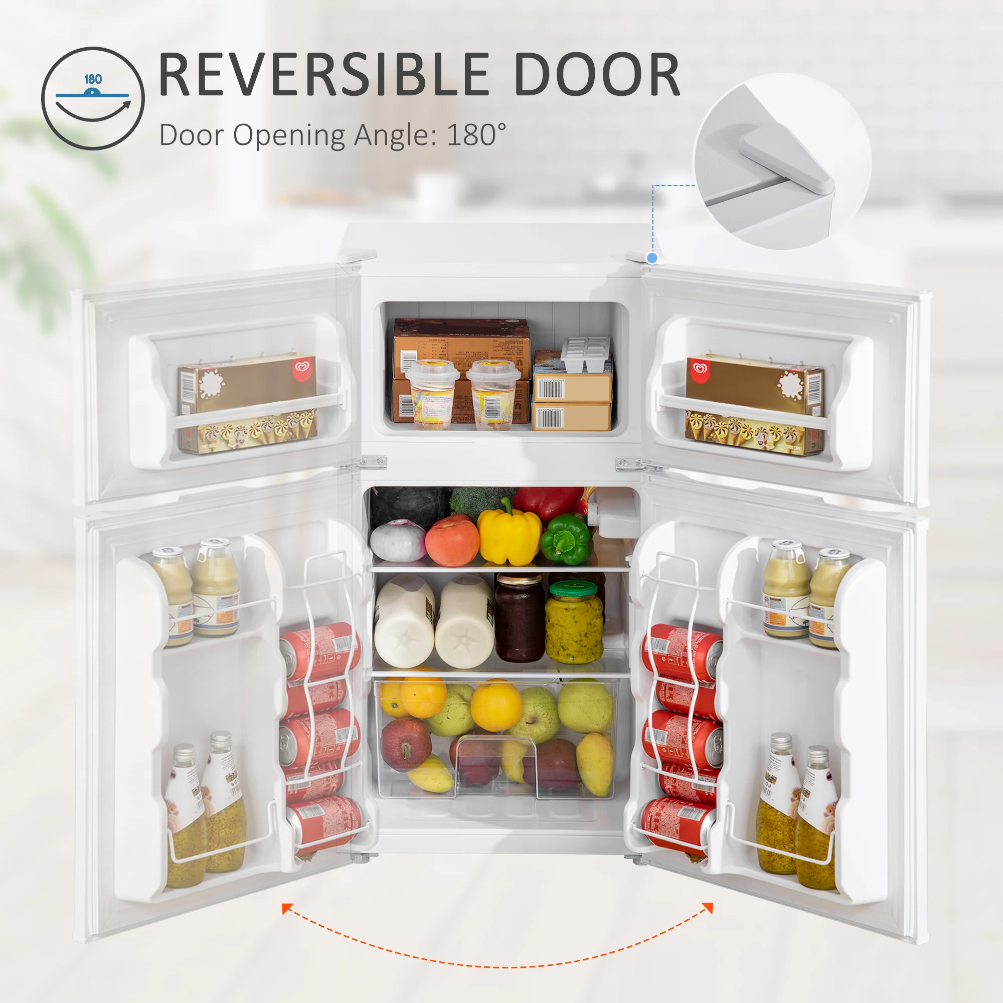 3.2 Cu.Ft Mini Fridge with Freezer Double Door Compact Refrigerator Energy Efficient White - Image 8