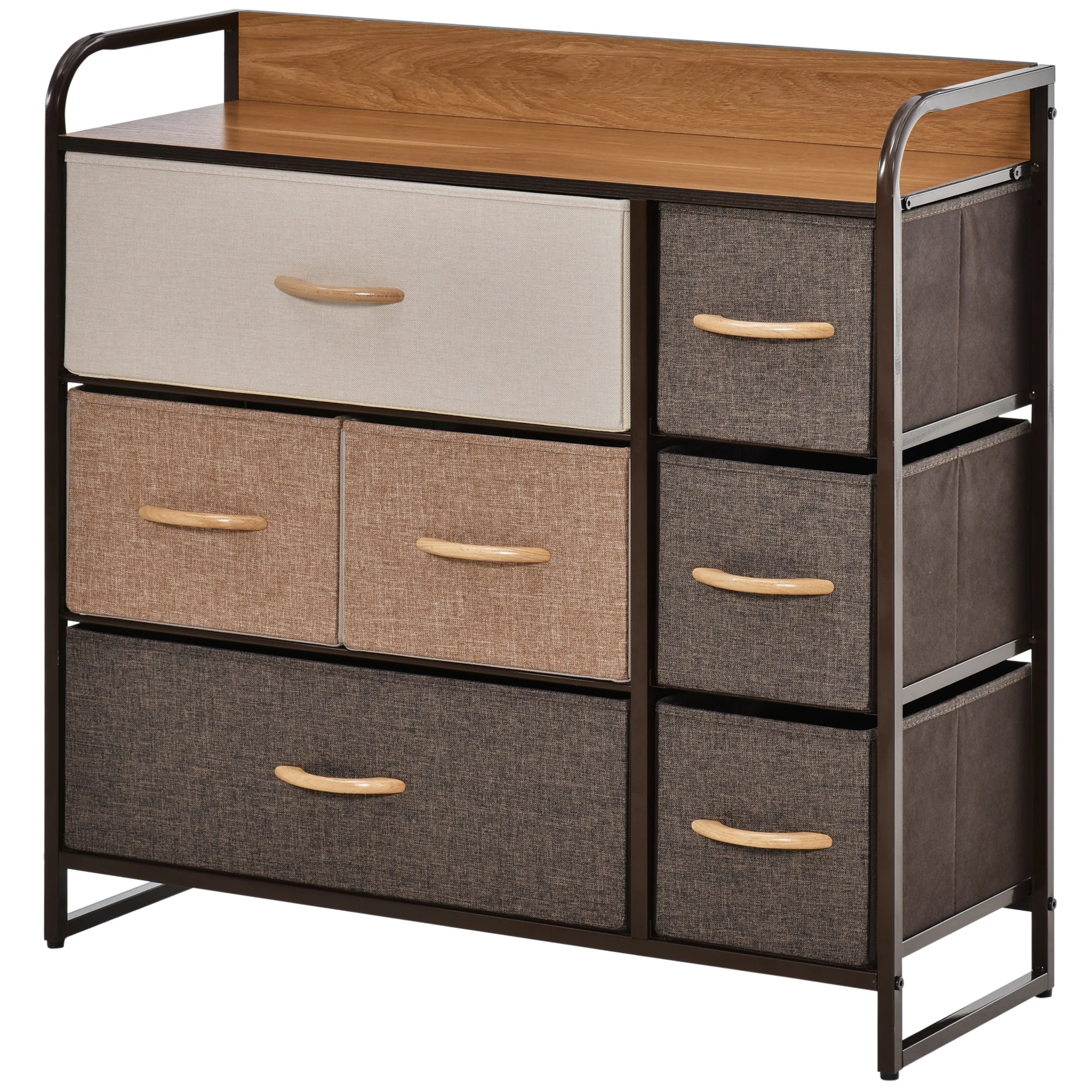 7 Drawer  Fabric Dresser 3 Tier Storage Organizer with Steel Frame, Brown - Image 12