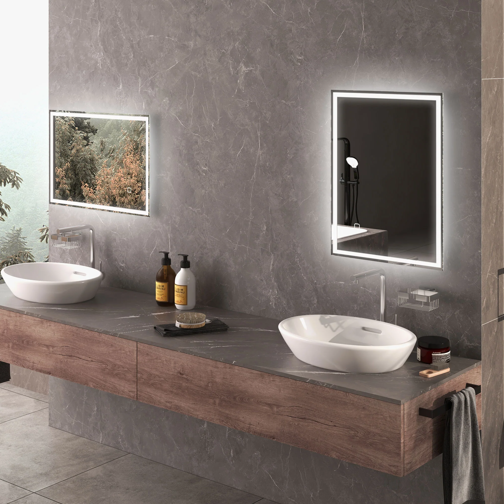 32" x 24" Bathroom Mirror with LED Lights Dimmable Makeup Mirror Smart Touch - Image 11