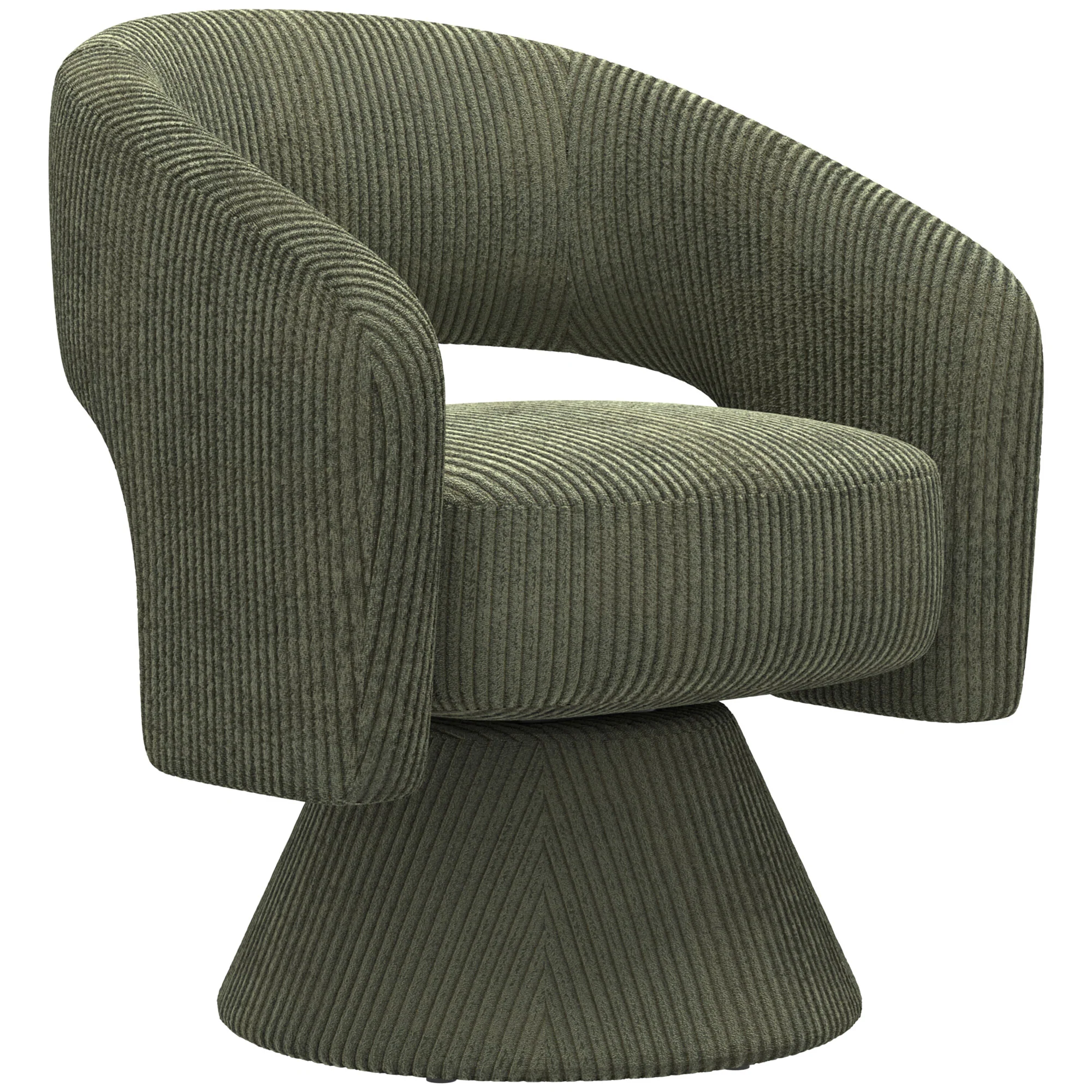 360° Swivel Accent Chair, Corduroy Upholstered Barrel Chair for Living Room, Bedroom, Green - Image 12