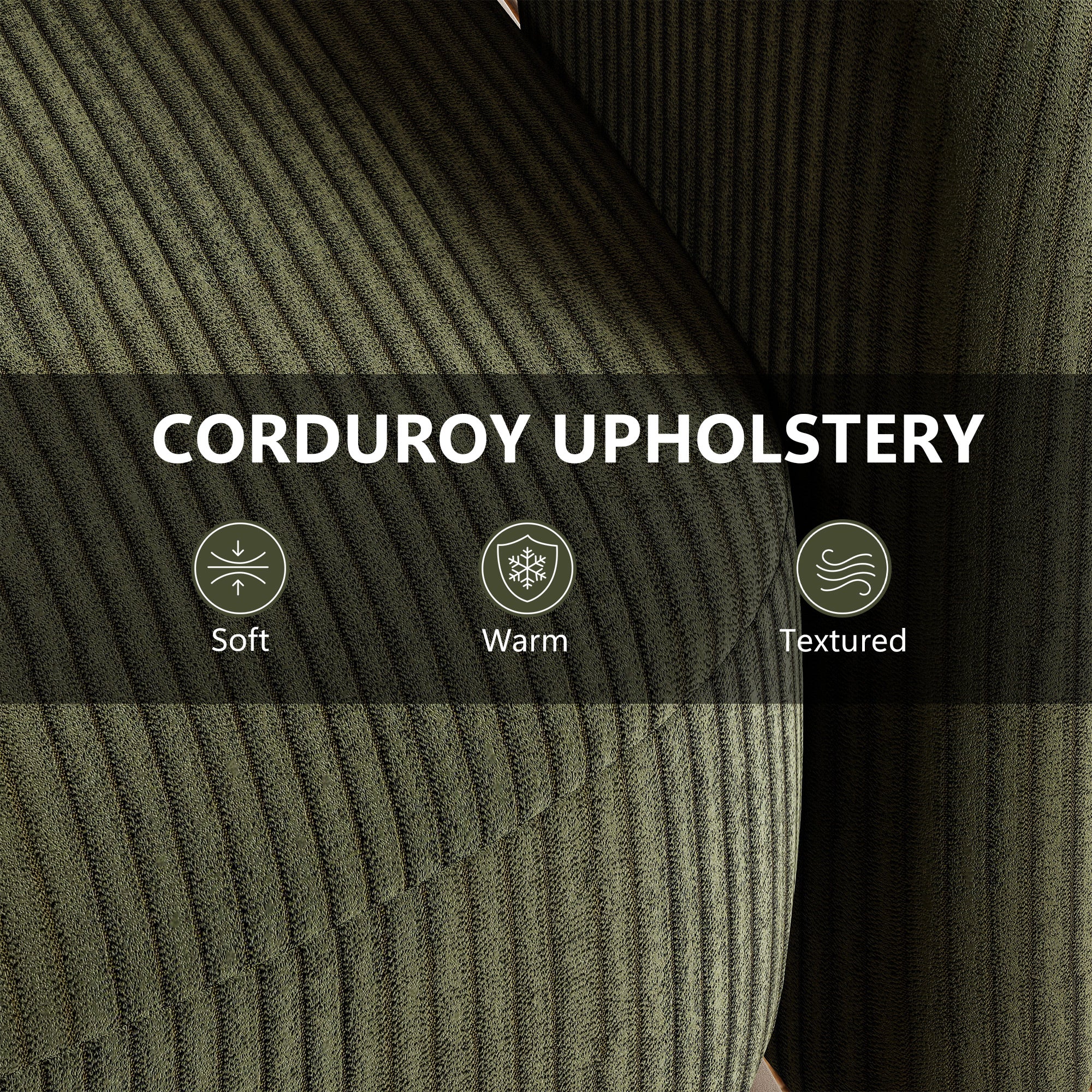 360° Swivel Accent Chair, Corduroy Upholstered Barrel Chair for Living Room, Bedroom, Green - Image 7