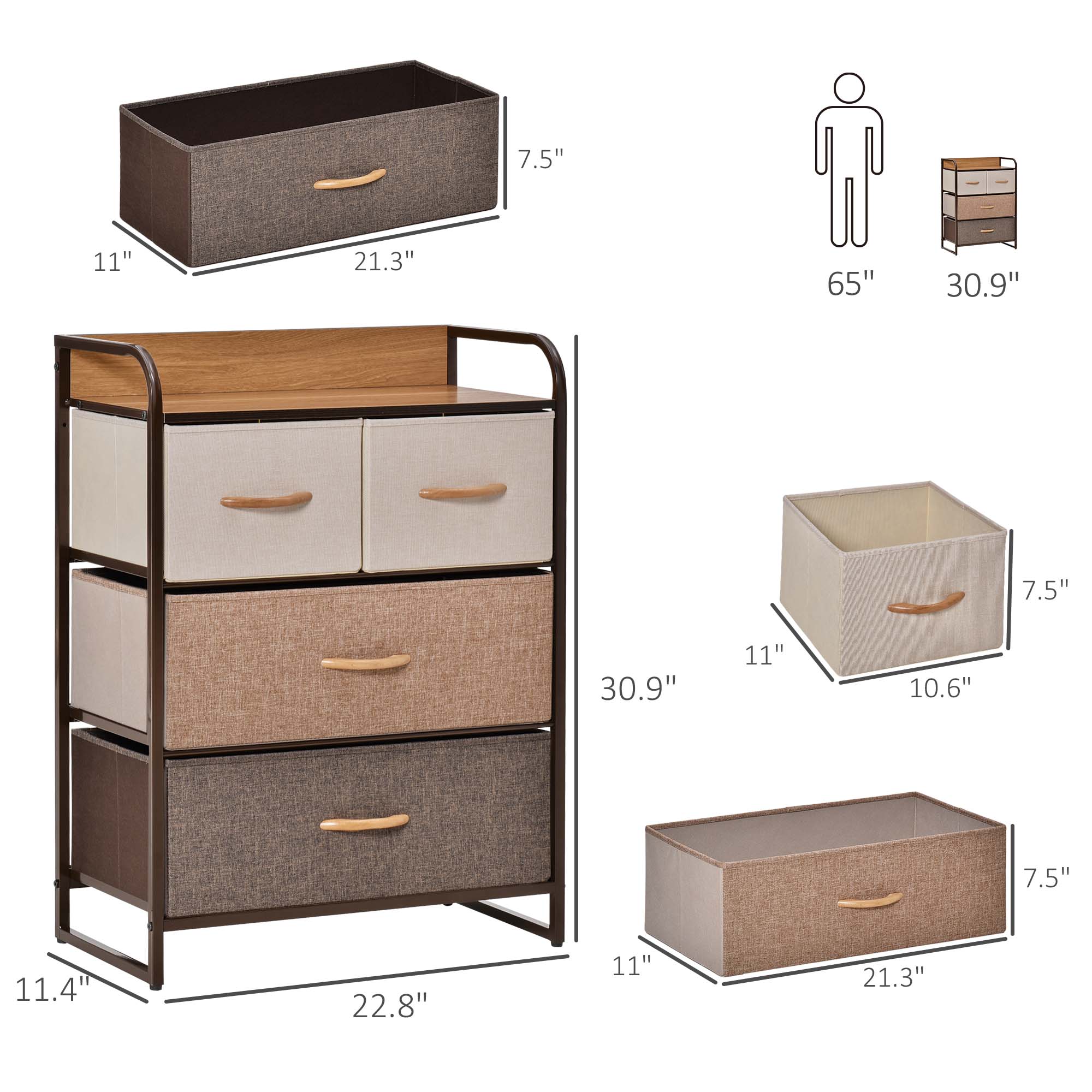 4-Drawer Dresser, 3-Tier Steel Frame Storage Tower for Bedroom, Nursery, Multicolored - Image 5