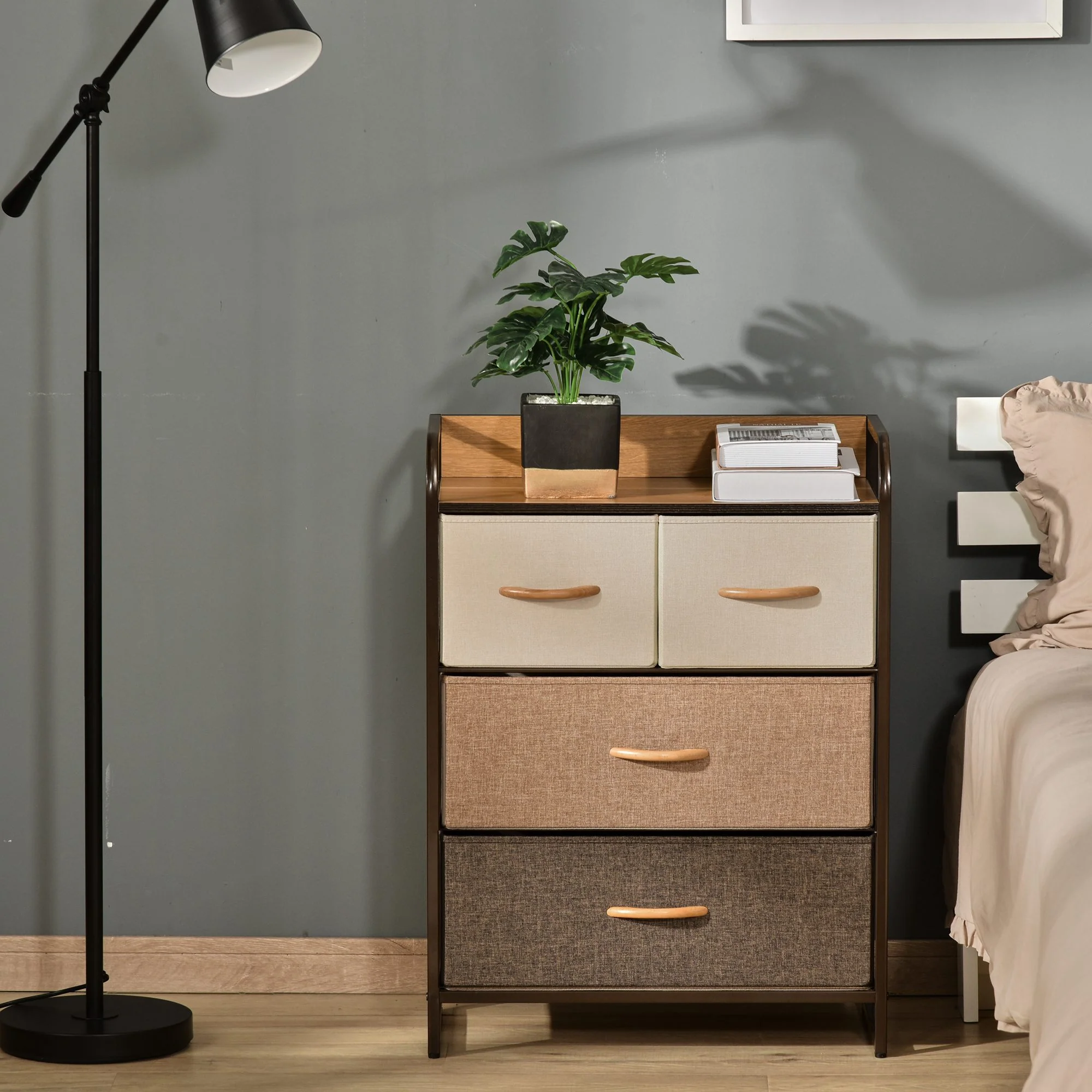 4-Drawer Dresser, 3-Tier Steel Frame Storage Tower for Bedroom, Nursery, Multicolored - Image 9