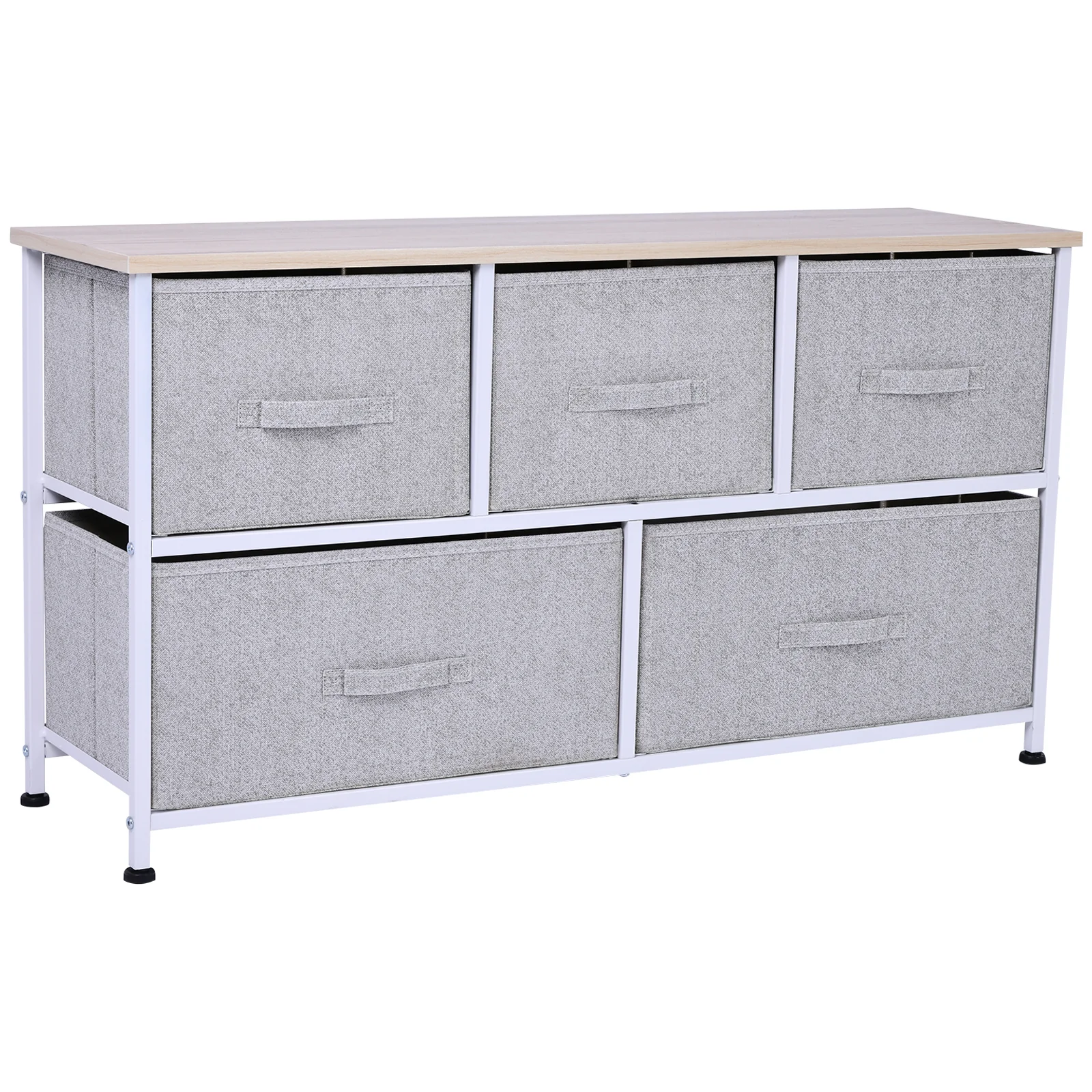 5-Drawer Dresser Storage Tower Cabinet Organizer Unit, Easy Pull Fabric Bins, Light Gray - Image 12