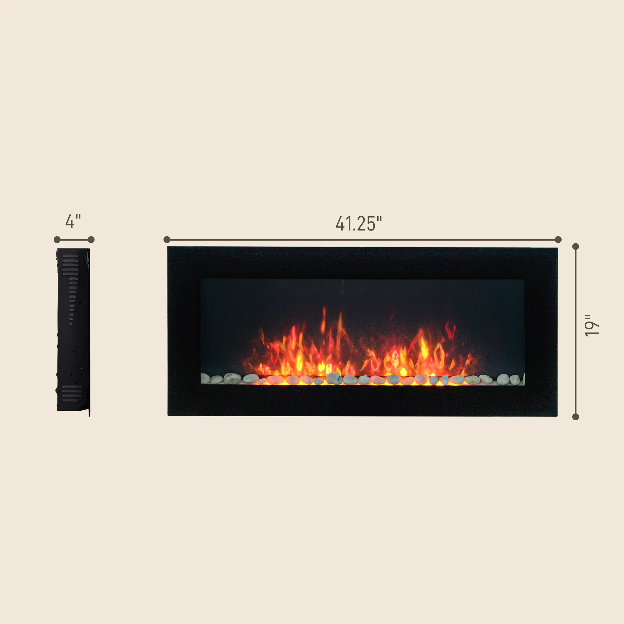 41.3" Electric Wall Fireplace with Flame Effect & 7-Color Backlight, 1500W, Black - Image 5