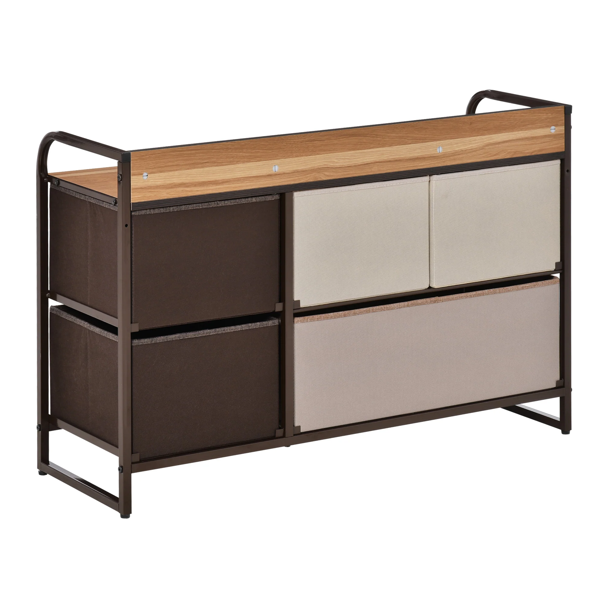 5 Drawer Dresser Storage Tower Sturdy Steel Frame Wood Top for Bedroom Hallway - Image 13