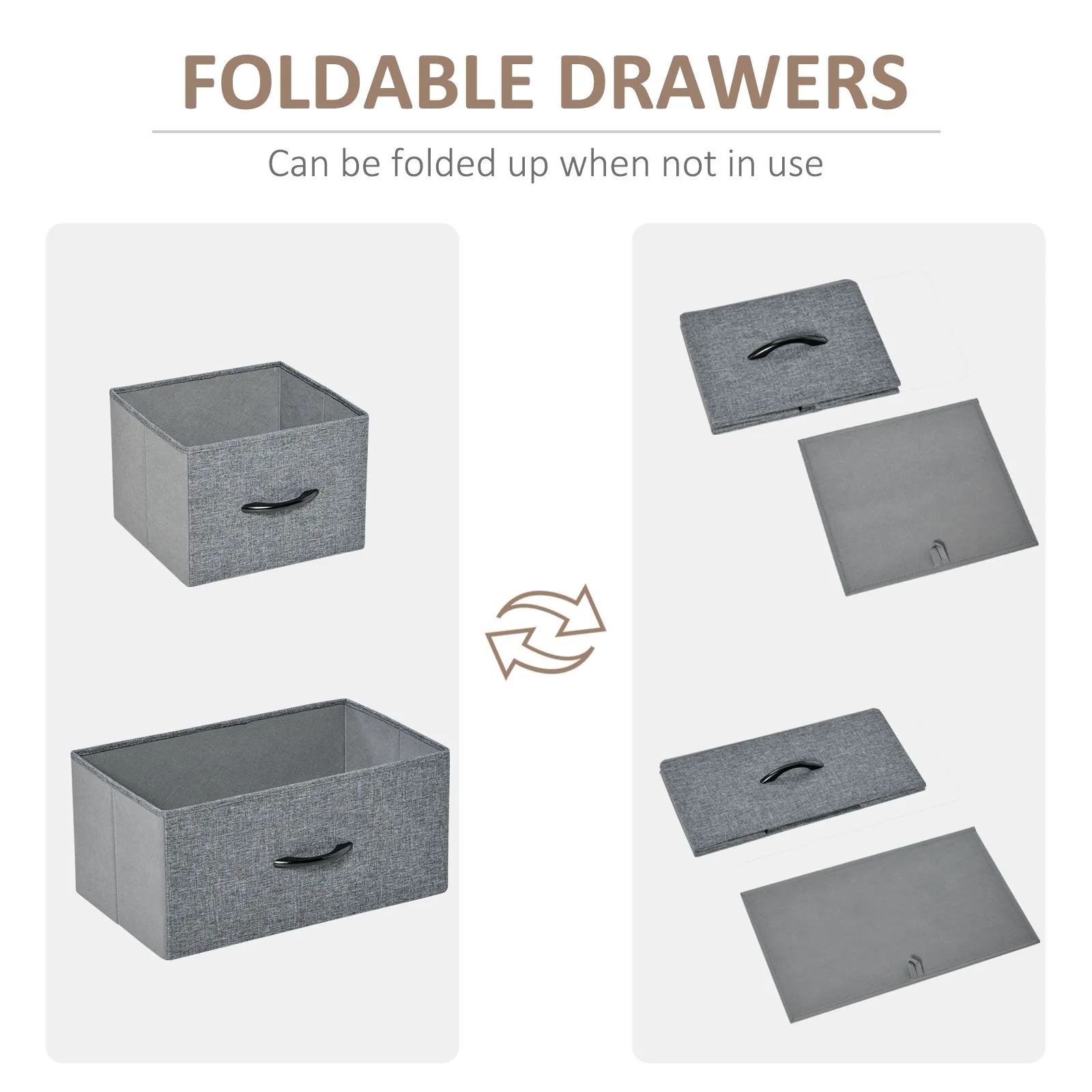 5 Drawer Fabric Dresser Tower 4 Tier Storage Organizer with Steel Frame Grey - Image 9