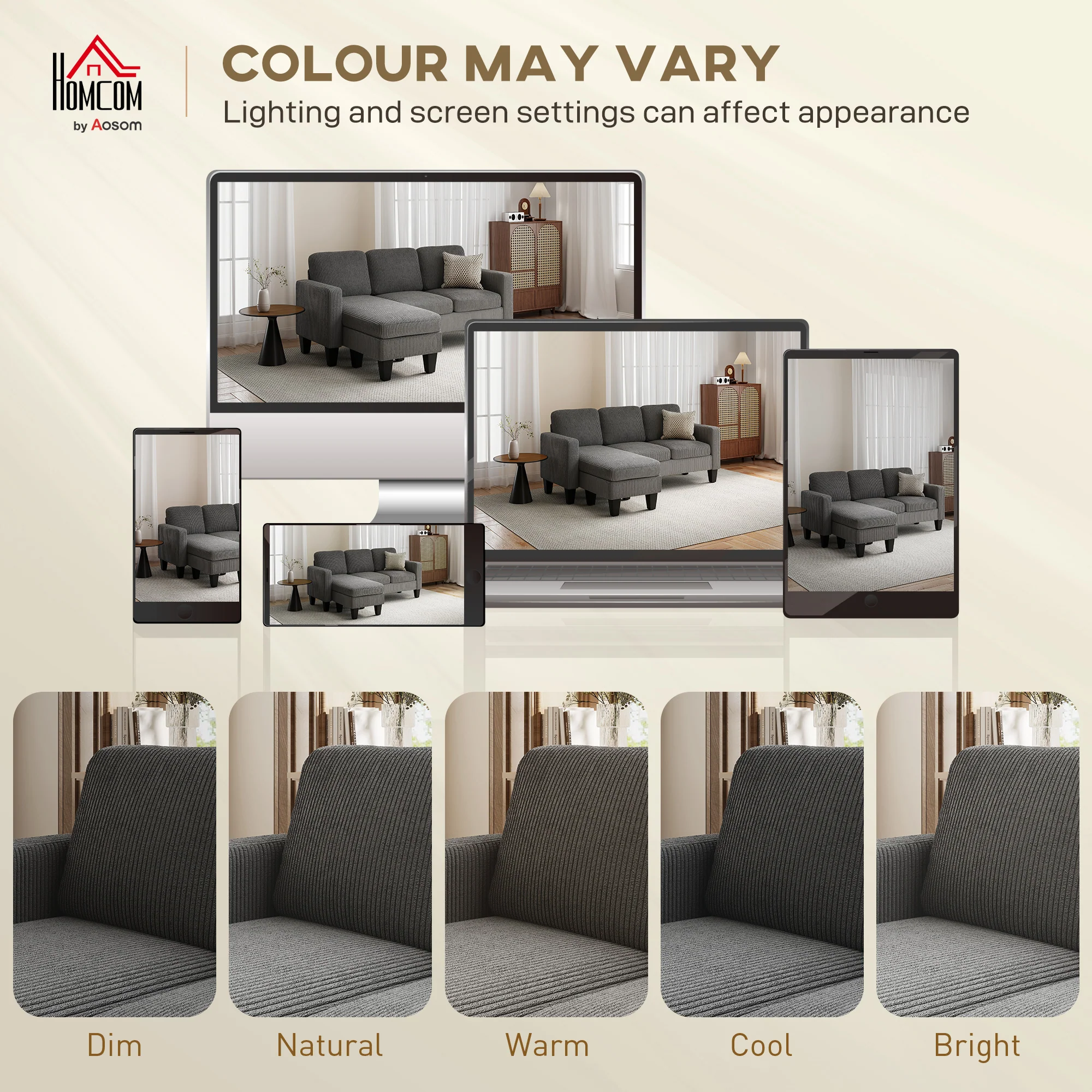 73" L-Shaped Sectional Sofa with Reversible Chaise, 3 Seat, 2200lb Capacity, Dark Gray - Image 10