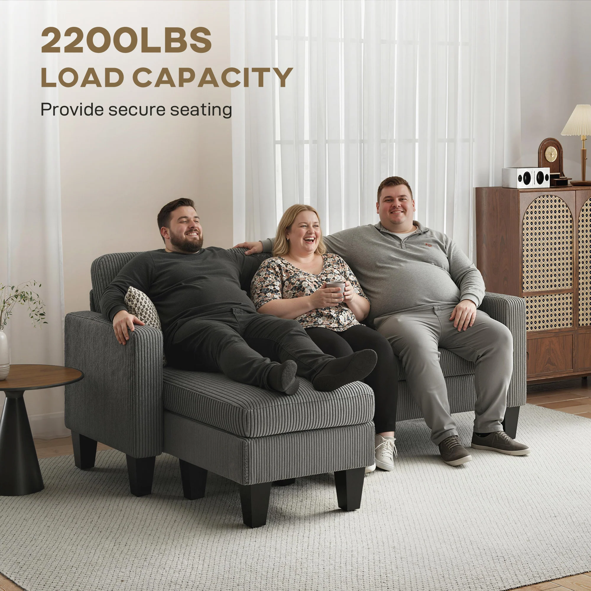 73" L-Shaped Sectional Sofa with Reversible Chaise, 3 Seat, 2200lb Capacity, Dark Gray - Image 9