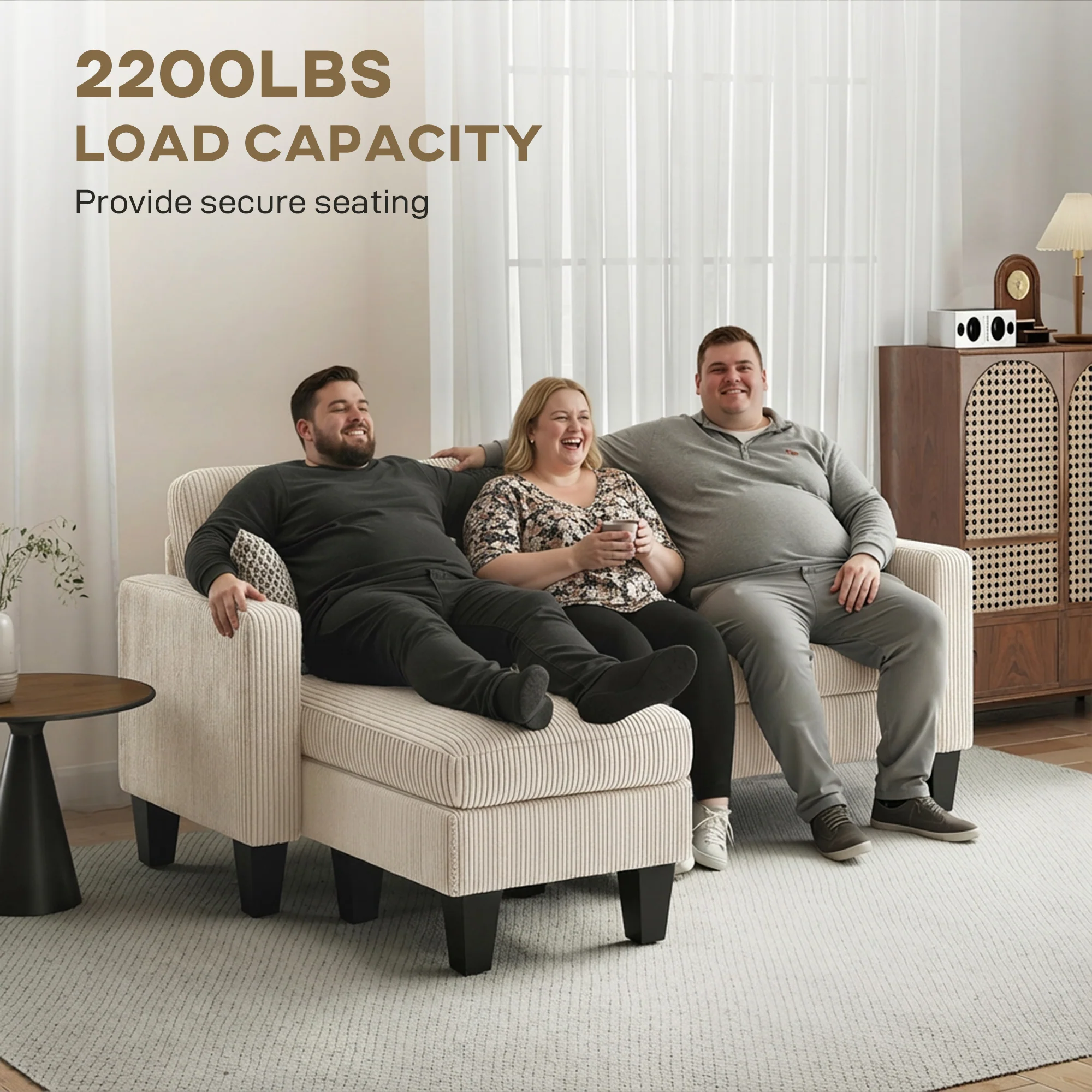 73" L-Shaped Sectional Sofa with Reversible Chaise, 3 Seat, 2200lb Capacity, Cream White - Image 9