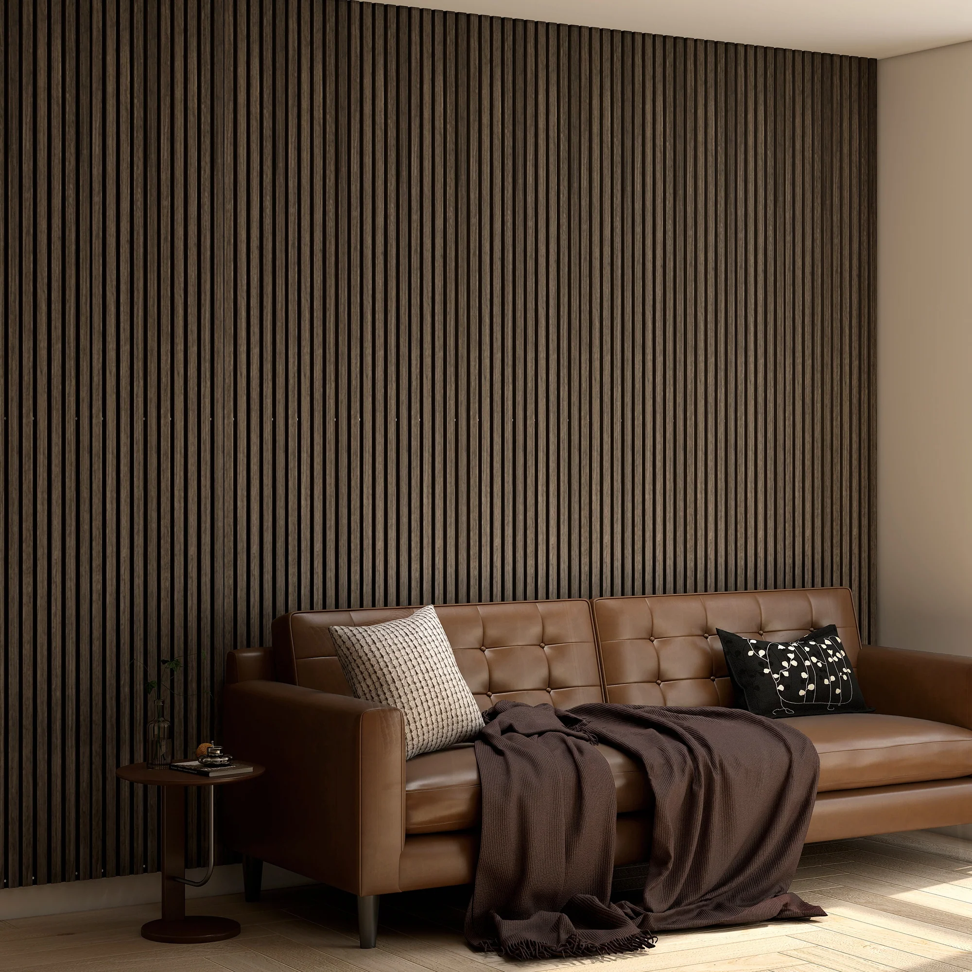 95 x 8 Inch 3D Faux Wood Acoustic Panels, 4-Pack Sound Absorbing and Proof Slat Wall, Walnut - Image 3