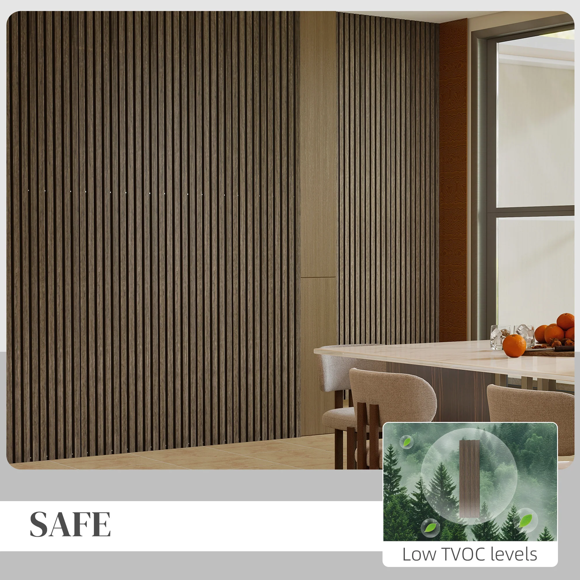 95 x 8 Inch 3D Faux Wood Acoustic Panels, 4-Pack Sound Absorbing and Proof Slat Wall, Walnut - Image 8