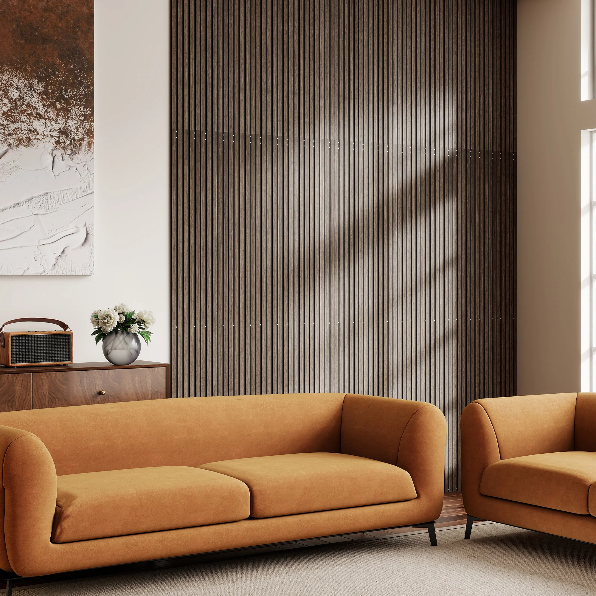 95 x 8 Inch 3D Faux Wood Acoustic Panels, 4-Pack Sound Absorbing and Proof Slat Wall, Walnut - Image 9