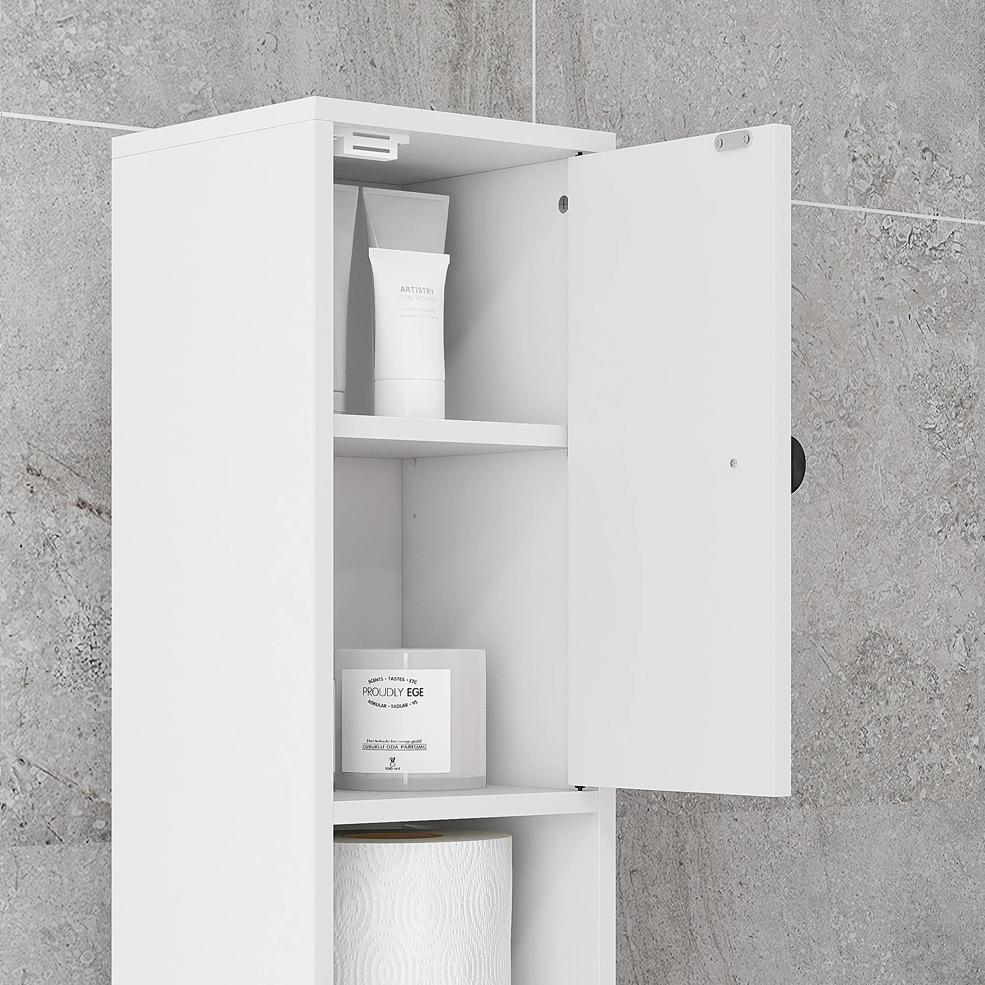Nookfit 71" Tall Storage Cabinet, Bathroom Skinny Cabinet White - Image 11