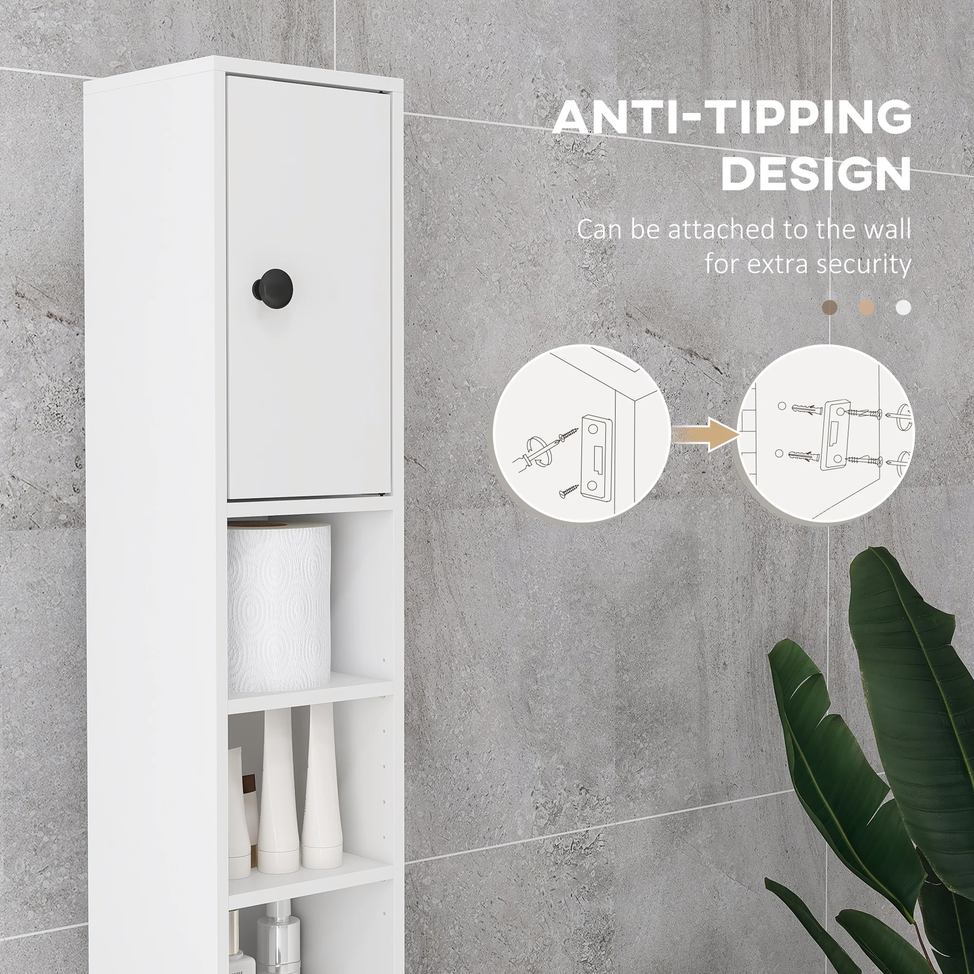 Nookfit 71" Tall Storage Cabinet, Bathroom Skinny Cabinet White - Image 7