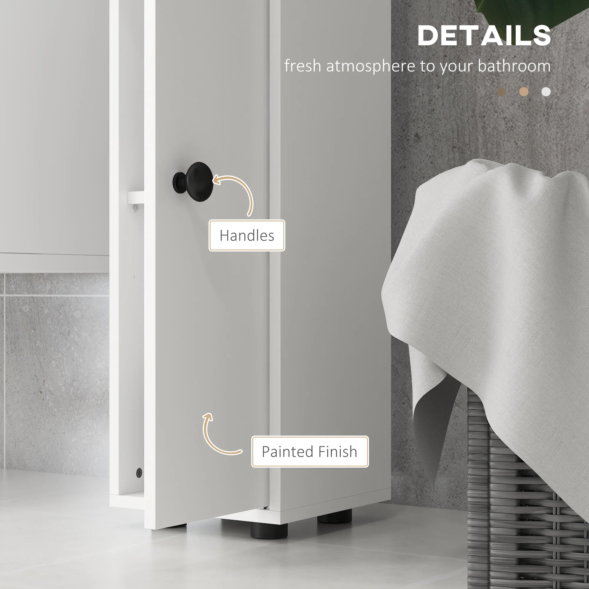 Nookfit 71" Tall Storage Cabinet, Bathroom Skinny Cabinet White - Image 8