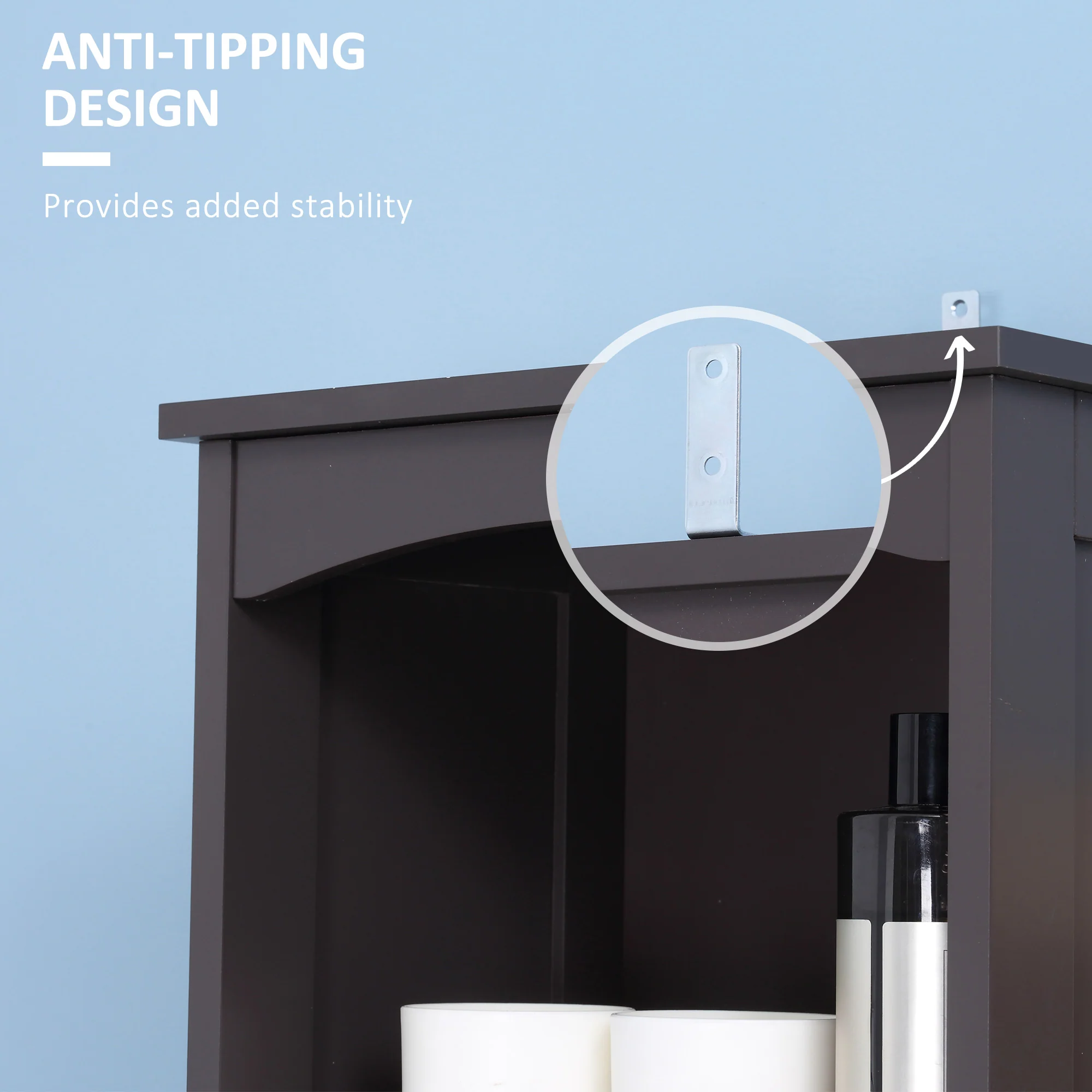Bathroom Storage Cabinet, Tall Linen Tower with 3 Tier Shelves and Drawer, Brown - Image 8