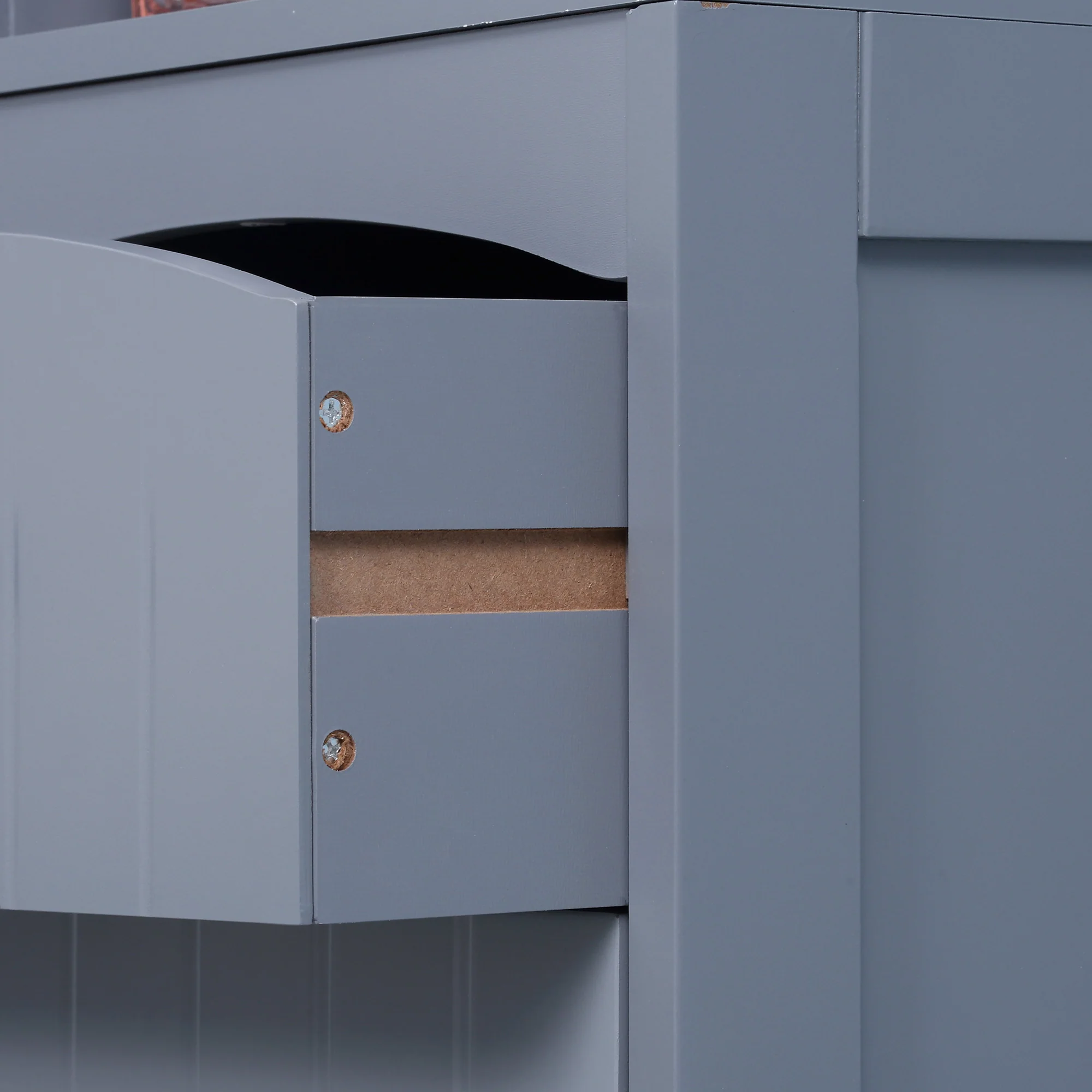 Bathroom Storage Cabinet, Tall Linen Tower with 3 Tier Shelves and Drawer, Grey - Image 11