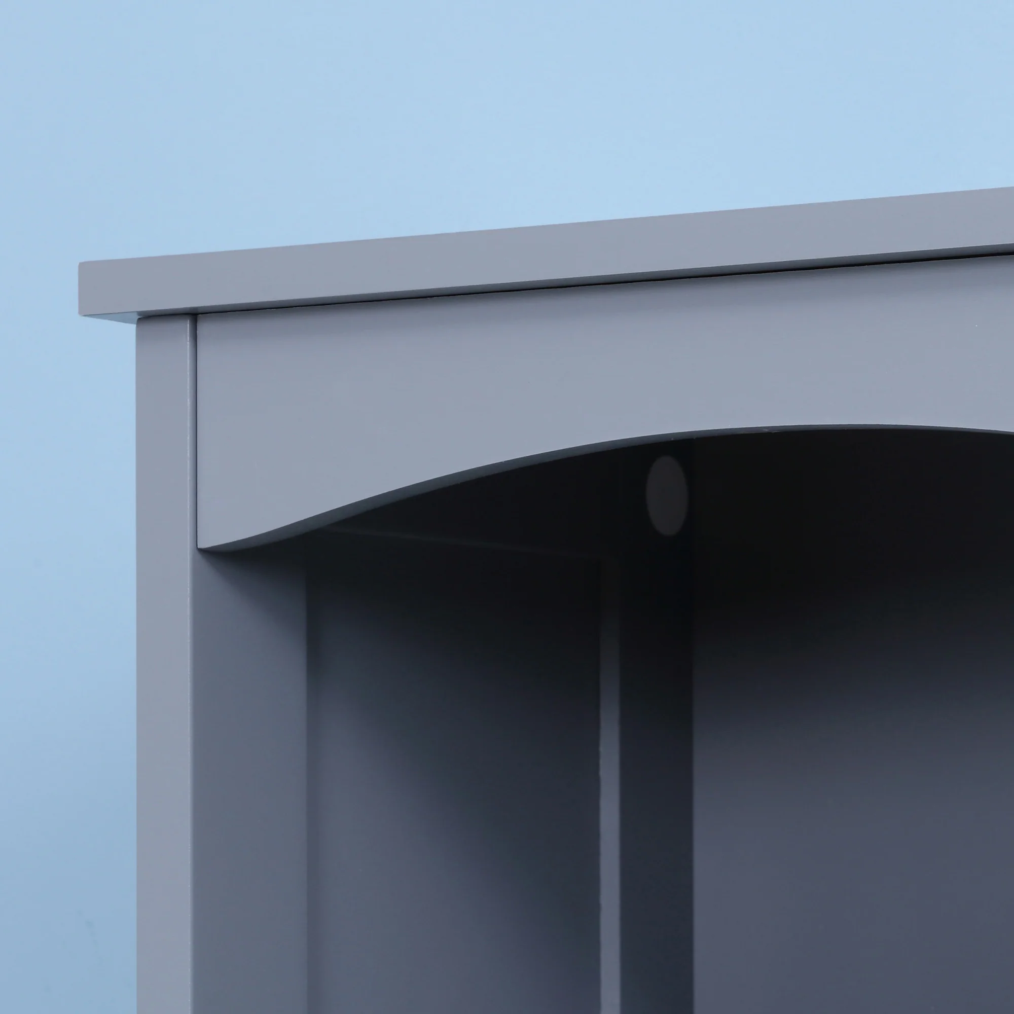 Bathroom Storage Cabinet, Tall Linen Tower with 3 Tier Shelves and Drawer, Grey - Image 9