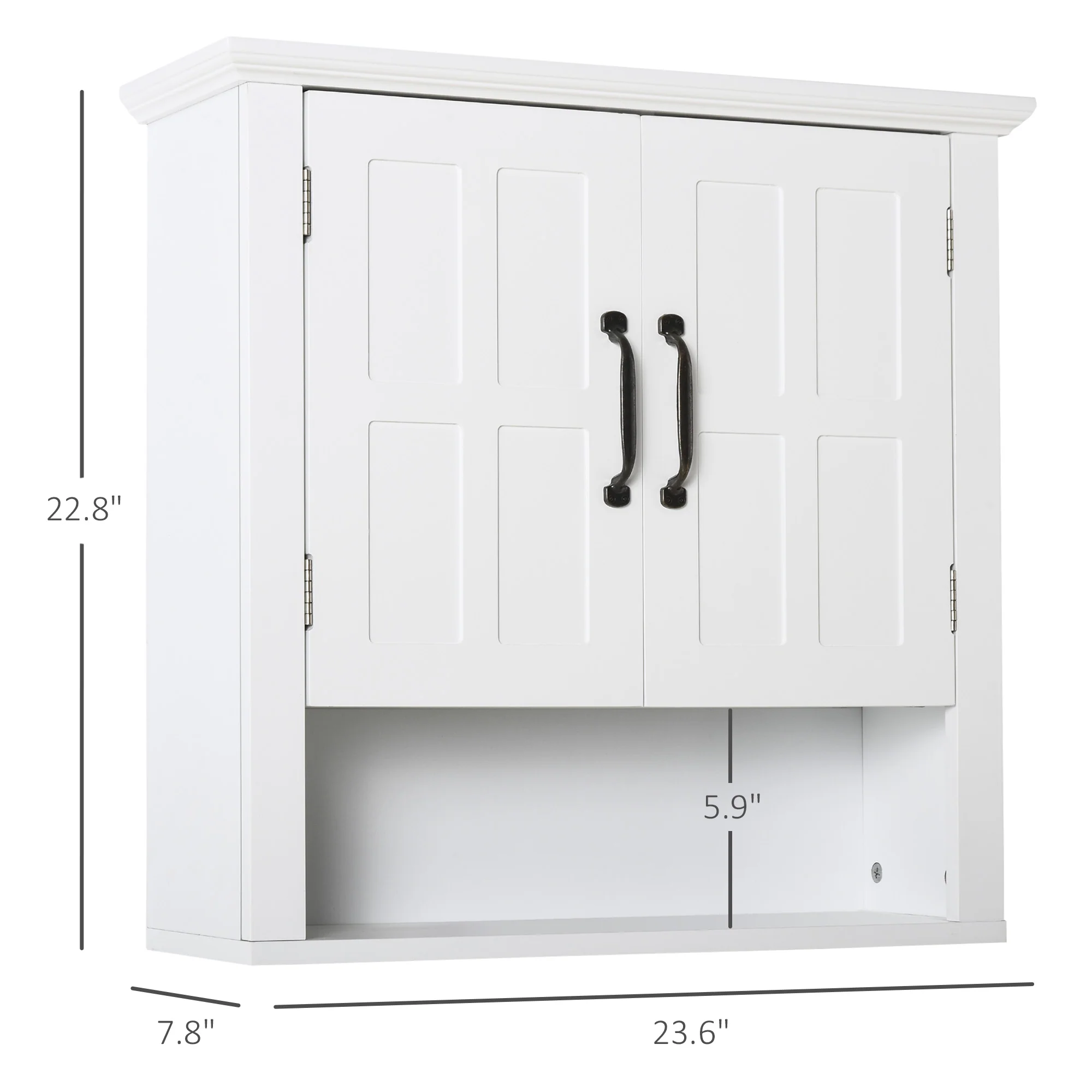 2-Door Adjustable Shelf Wall Cabinet, Medicine Cabinet for Bathroom and Kitchen, White - Image 5