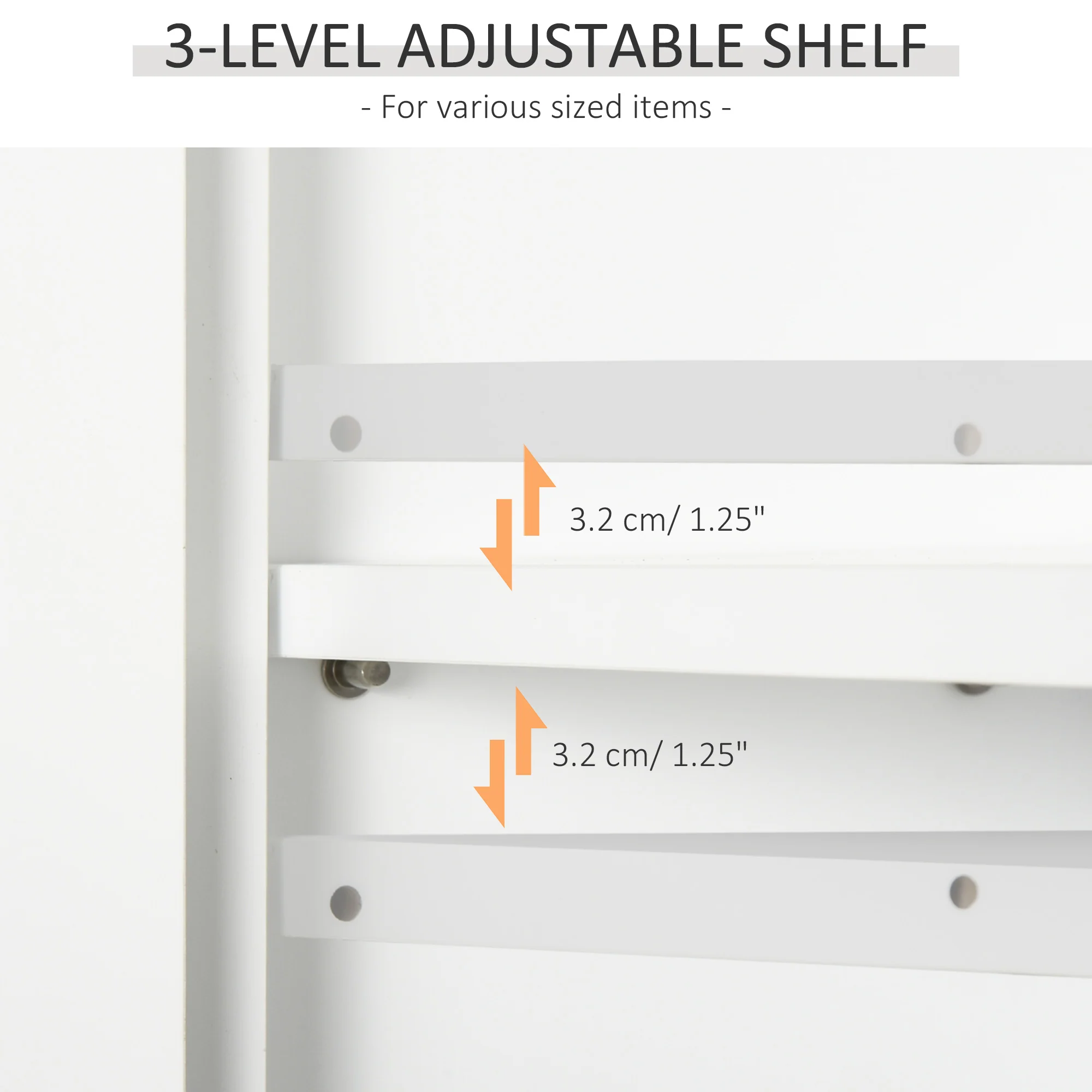 2-Door Adjustable Shelf Wall Cabinet, Medicine Cabinet for Bathroom and Kitchen, White - Image 7