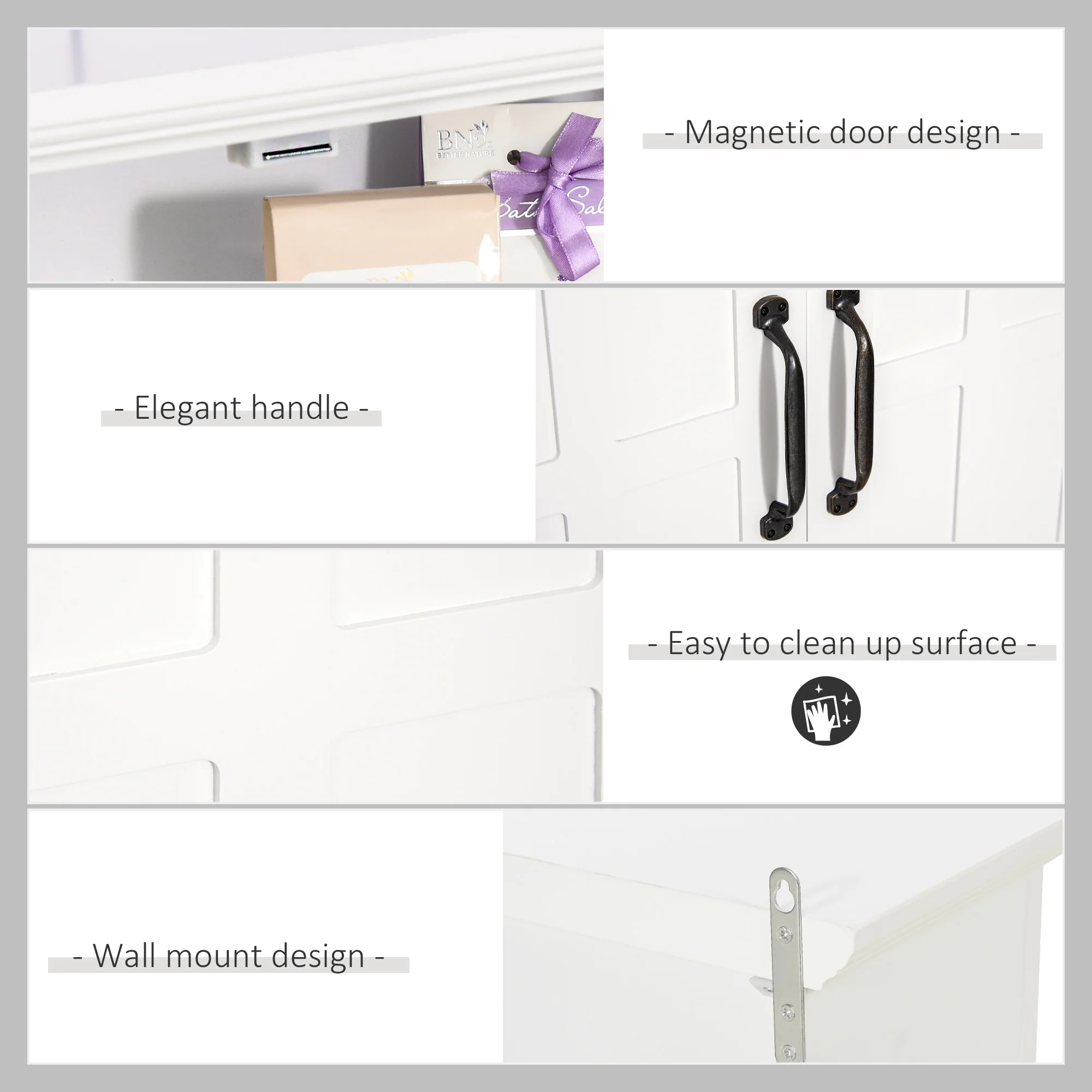 2-Door Adjustable Shelf Wall Cabinet, Medicine Cabinet for Bathroom and Kitchen, White - Image 8
