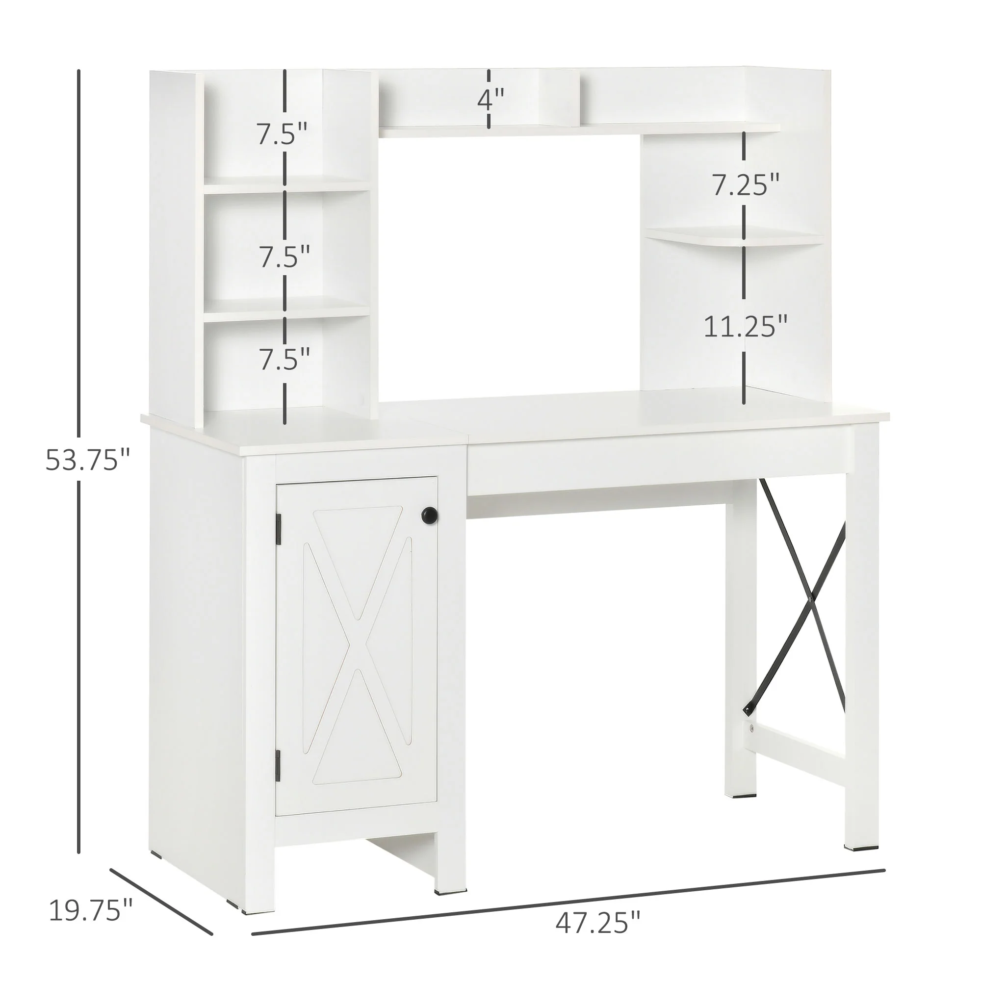 Computer Desk with Hutch Home Office Desk with Storage Cabinet White - Image 5