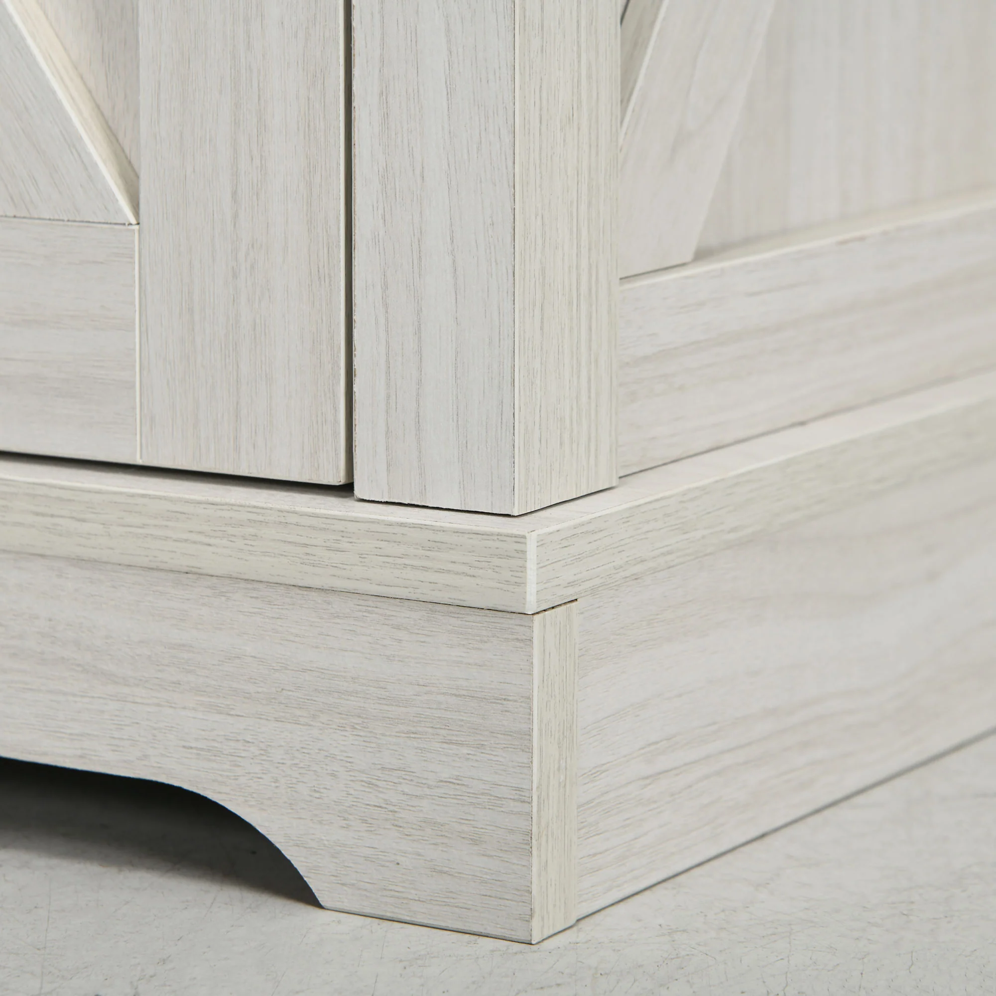 Farmhouse Storage End Table, Side Table w/ Charging Station & USB Ports, White - Image 11