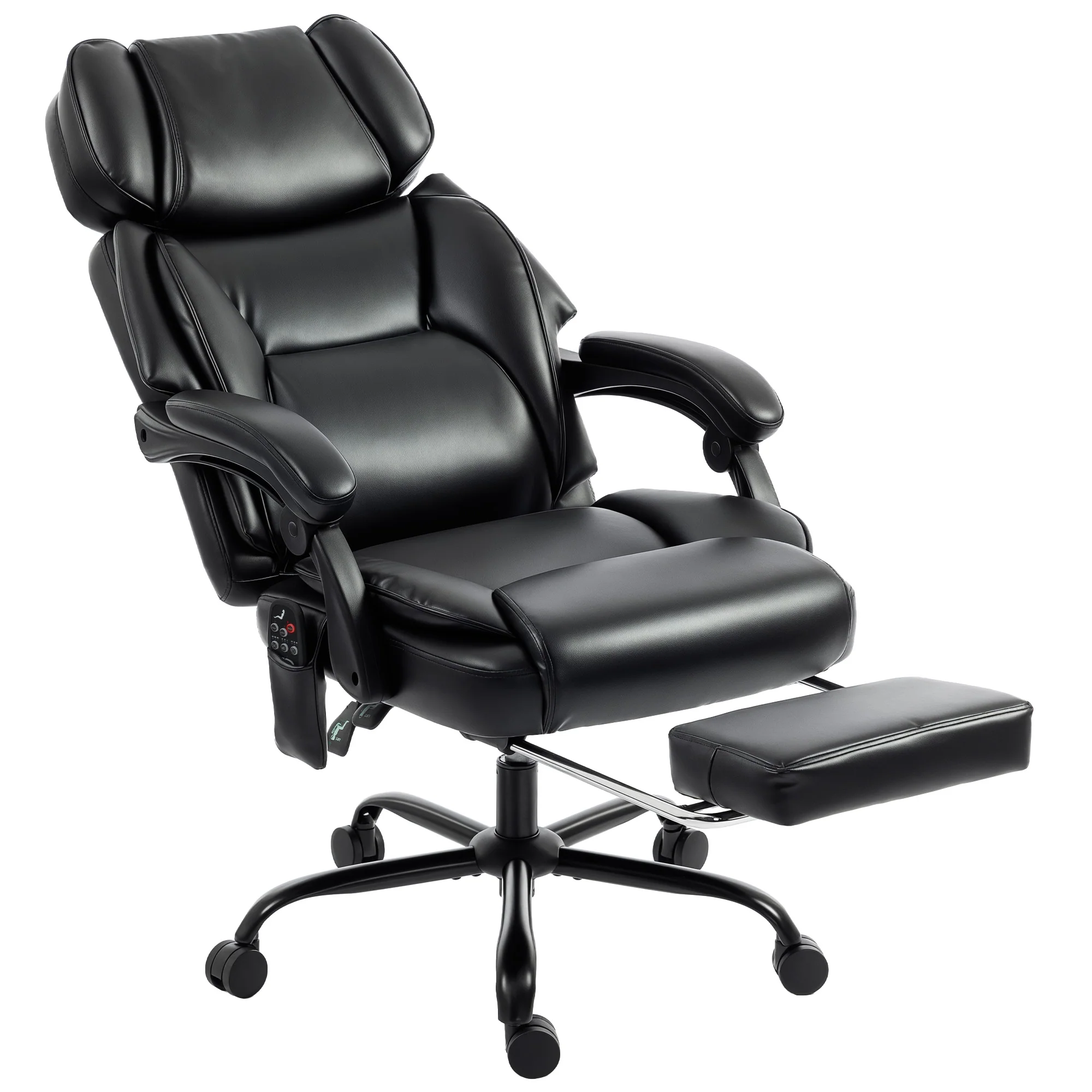 Adjustable High Back Heated Massage Office Chair with Footrest & Remote, Black - Image 12