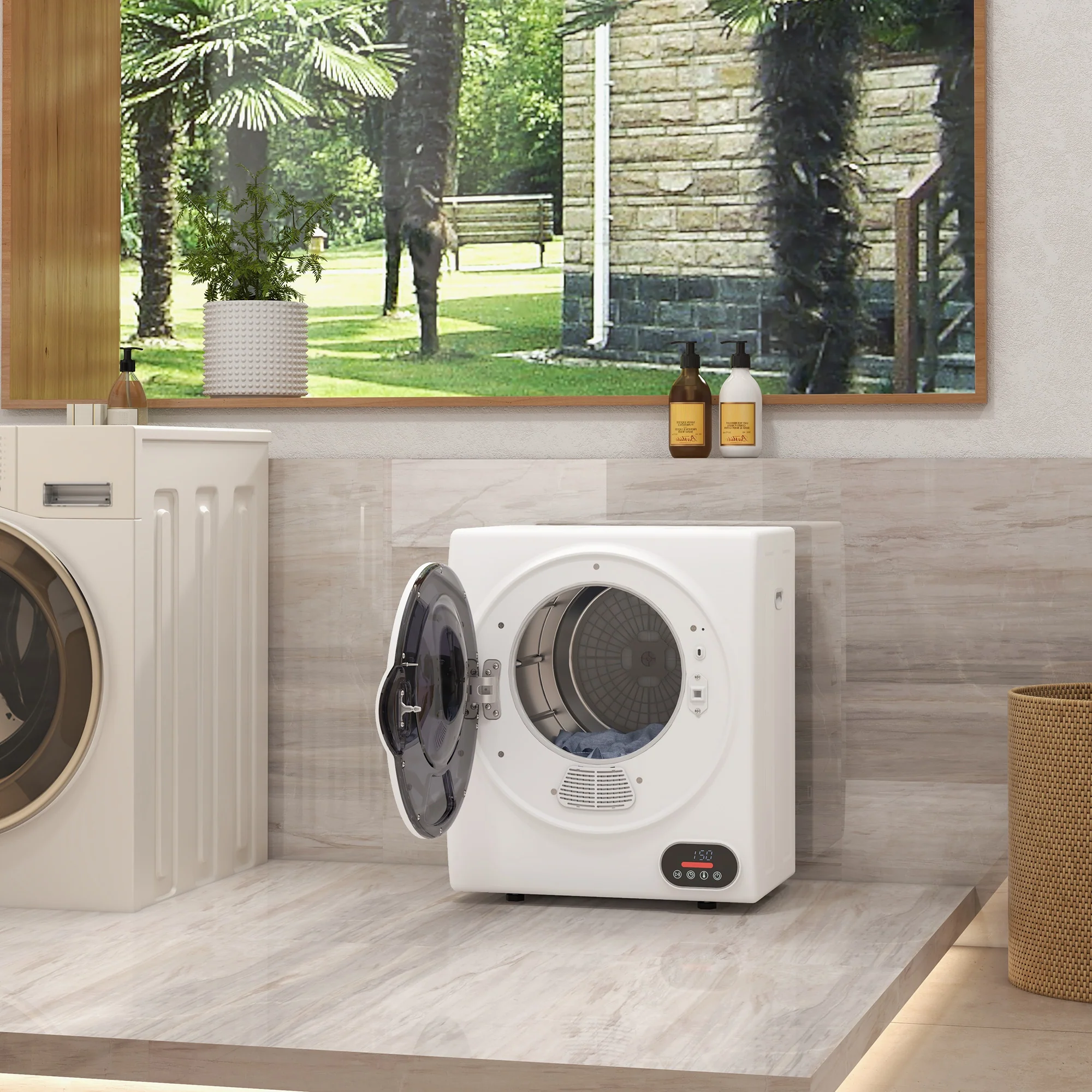 1.5 cu.ft Portable Compact Clothes Laundry Dryer w/ Intelligent Drying, 850W, White - Image 4
