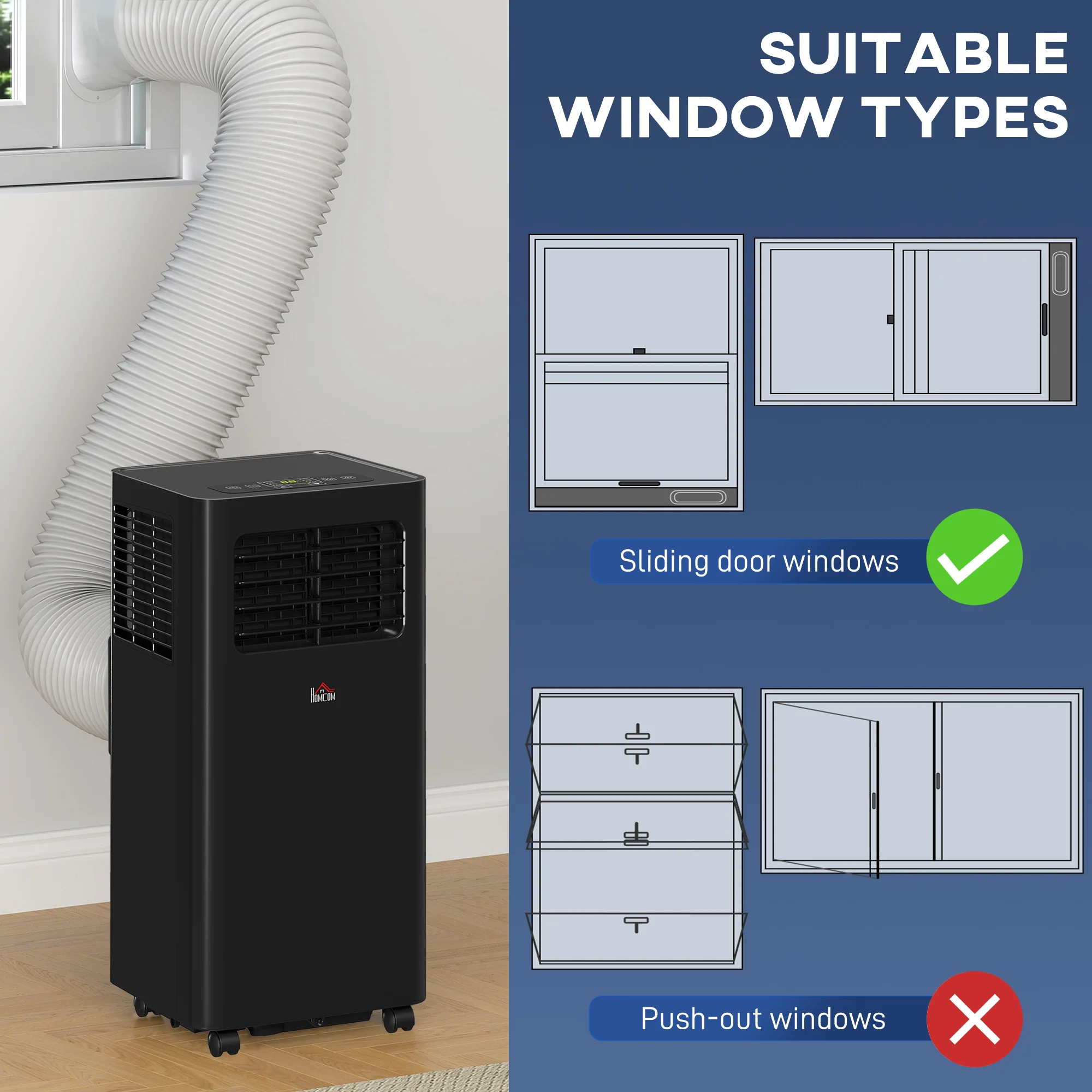 10000 BTU Portable Air Conditioner for Rooms Up to 441 Sq. Ft., 3-in-1 AC Unit, Black - Image 9