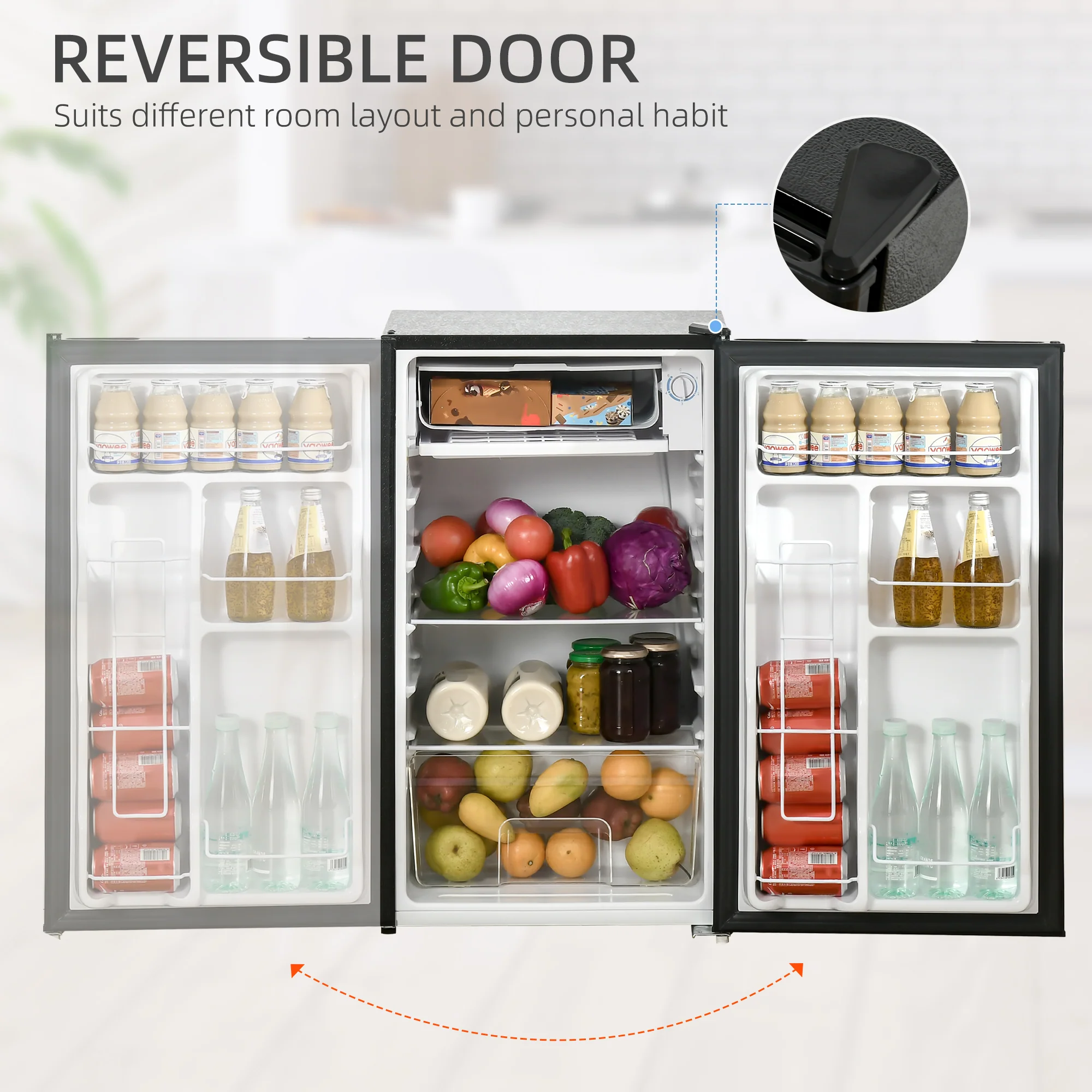 3.2 Cu.Ft Mini Fridge with Freezer, Single Door Compact Refrigerator Black - Image 8