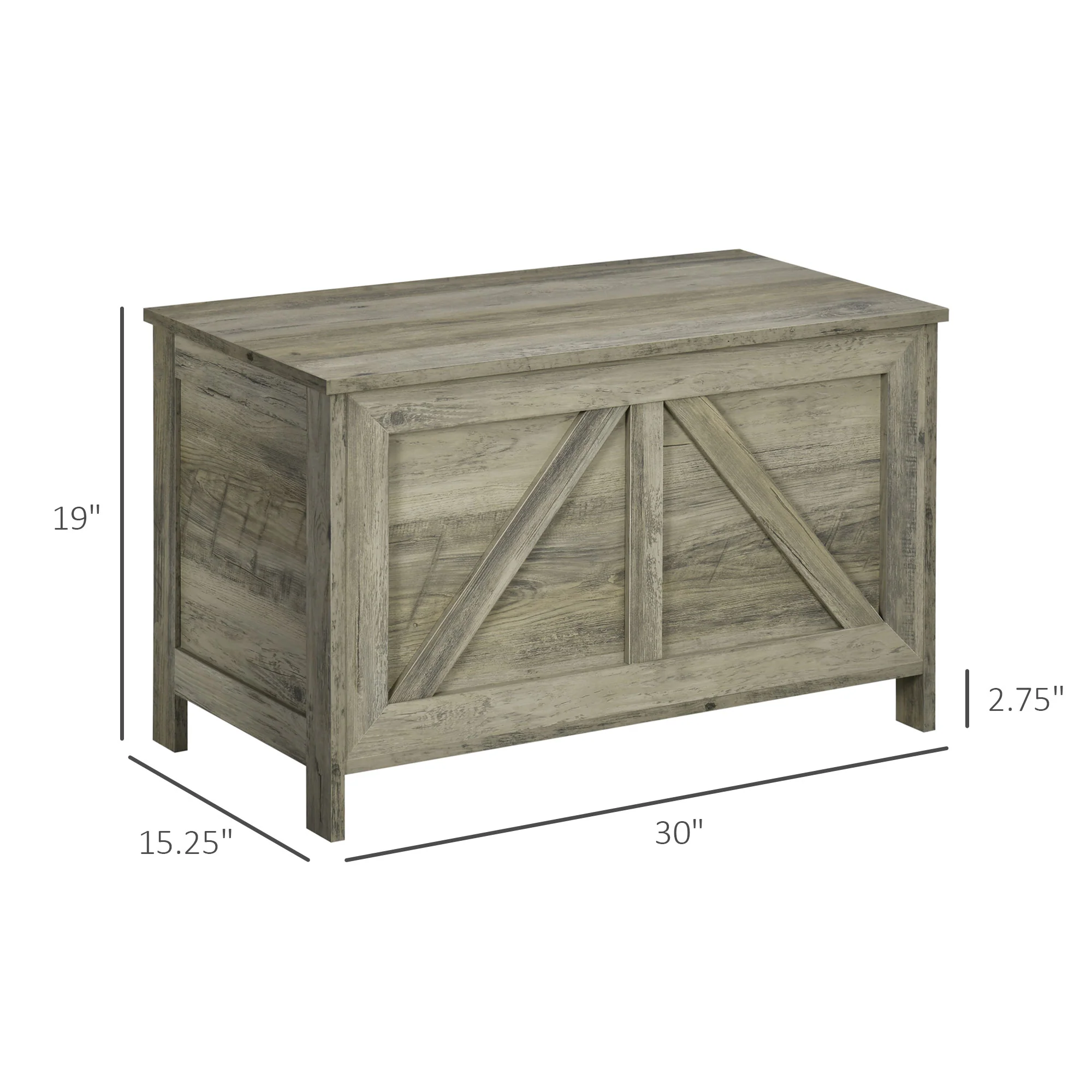 30" Farmhouse Storage Chest, Lift Top Box Organizer w/ Safety Hinge to Open Up 100°, White - Image 5