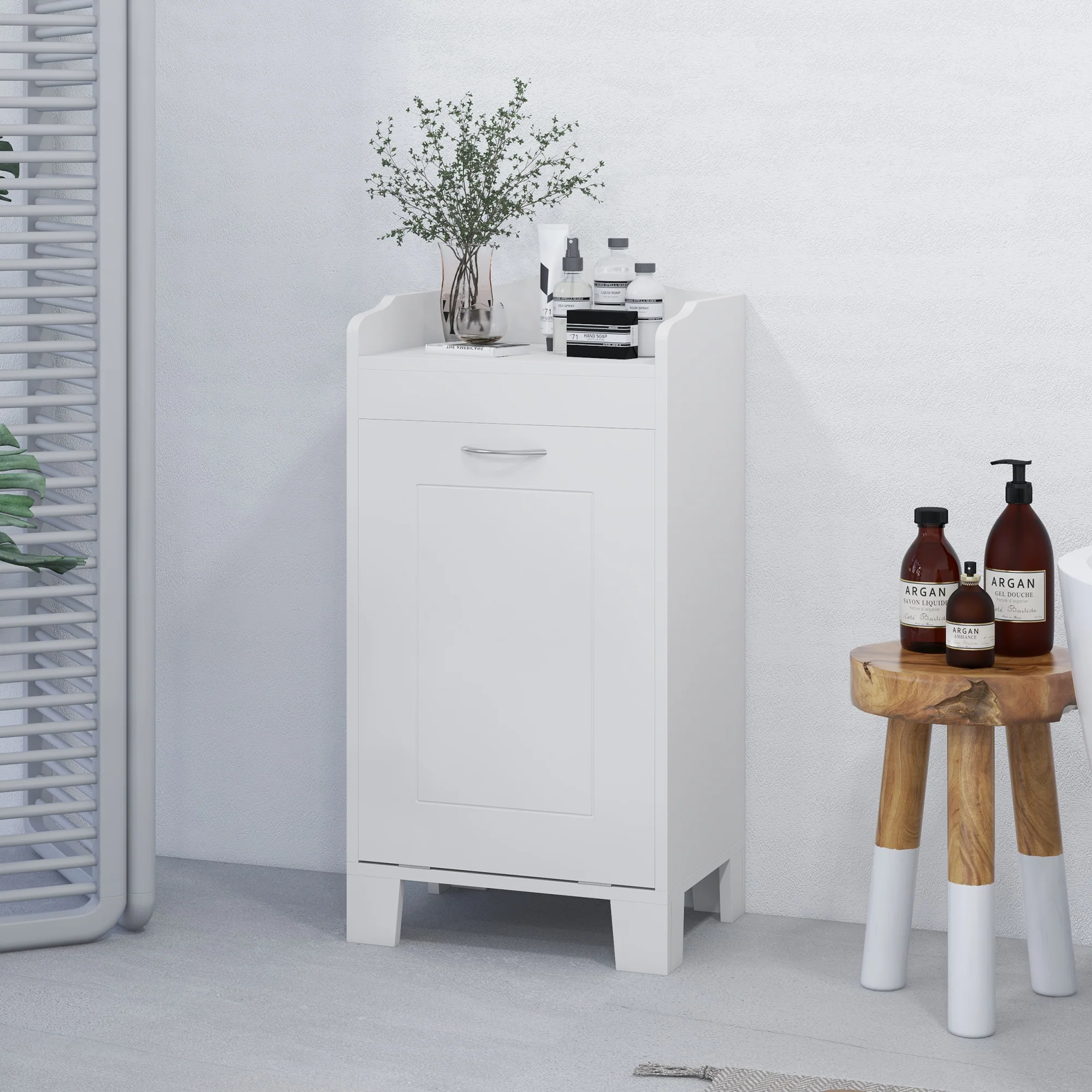 31" Tilt Out Laundry Hamper, Bathroom Storage Cabinet, Home Organizer Hamper, White - Image 4