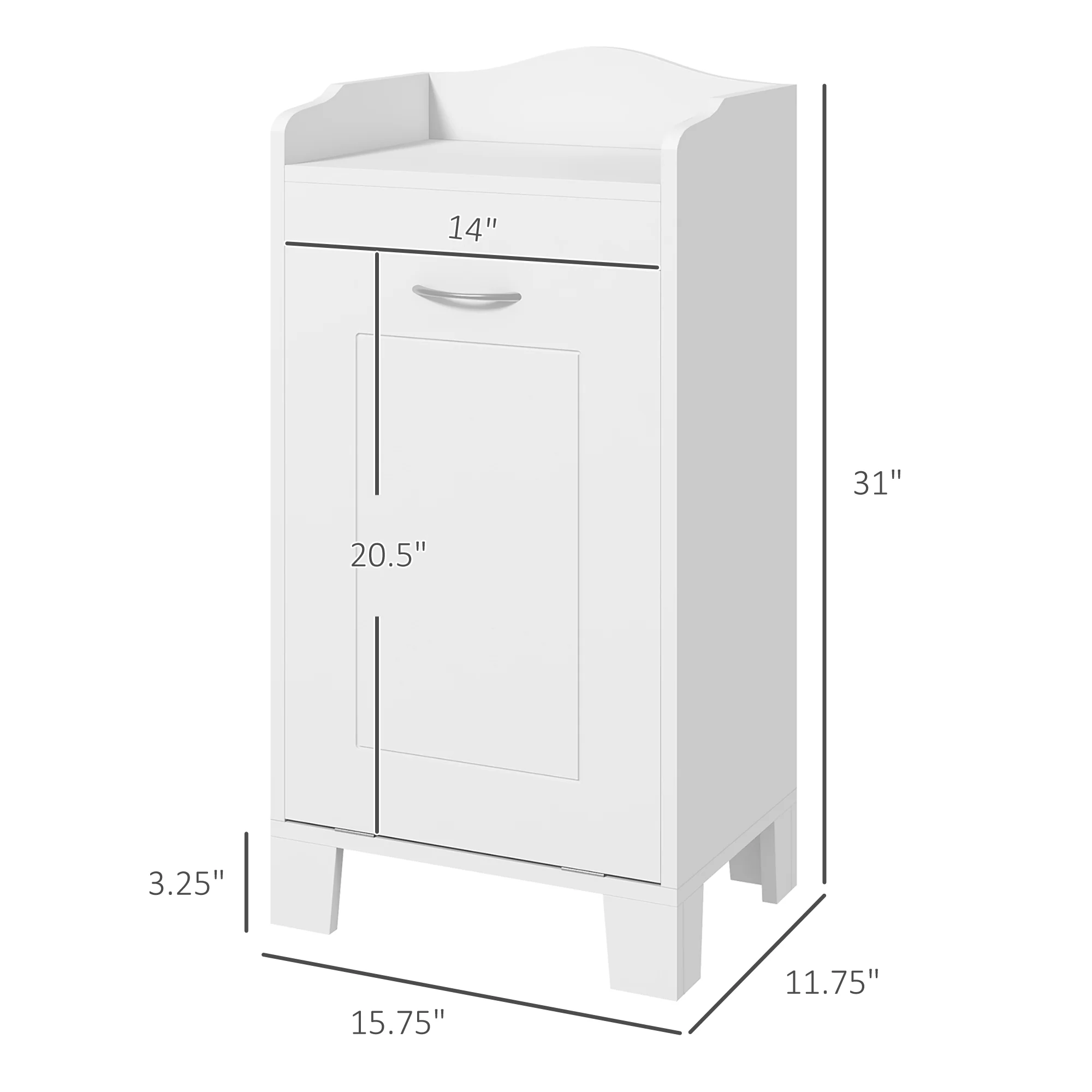 31" Tilt Out Laundry Hamper, Bathroom Storage Cabinet, Home Organizer Hamper, White - Image 5
