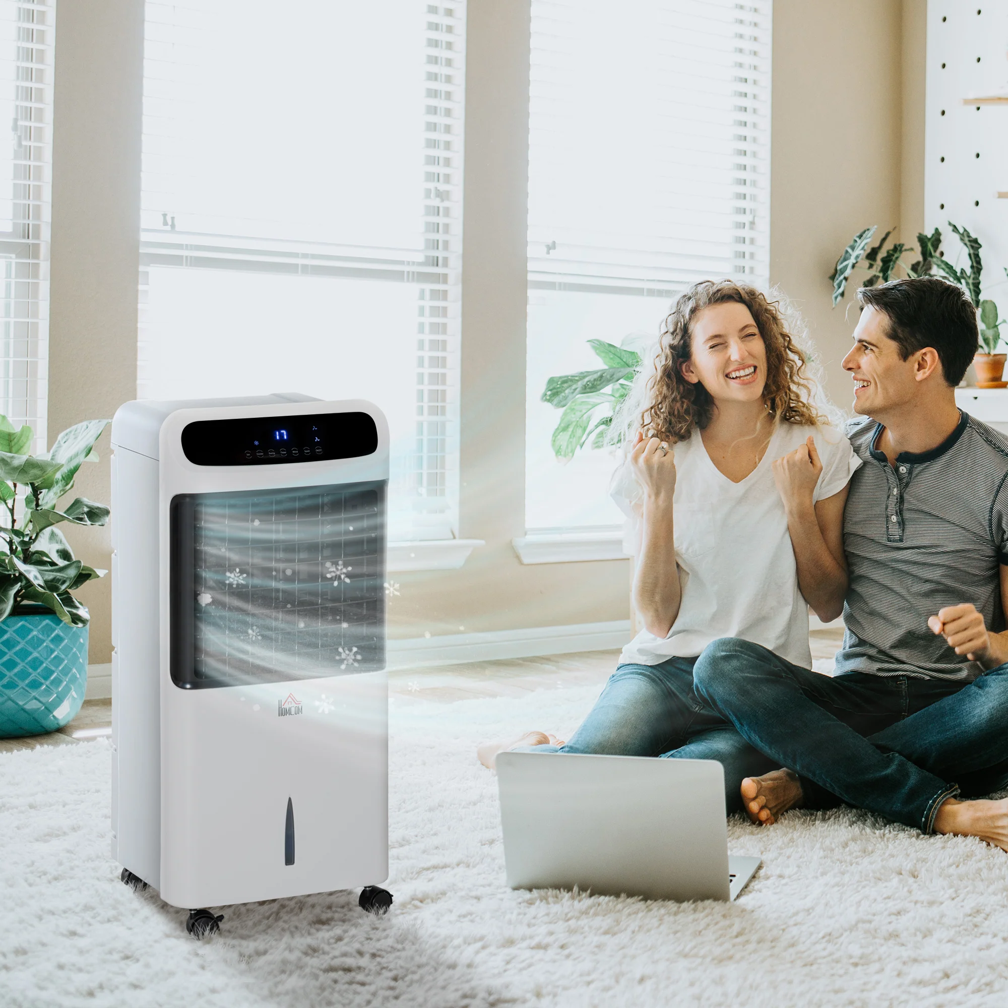 32" Evaporative Air Cooler with 3.2 Gal Water Tank, 3-In-1 Ice Cooling Fan White - Image 3
