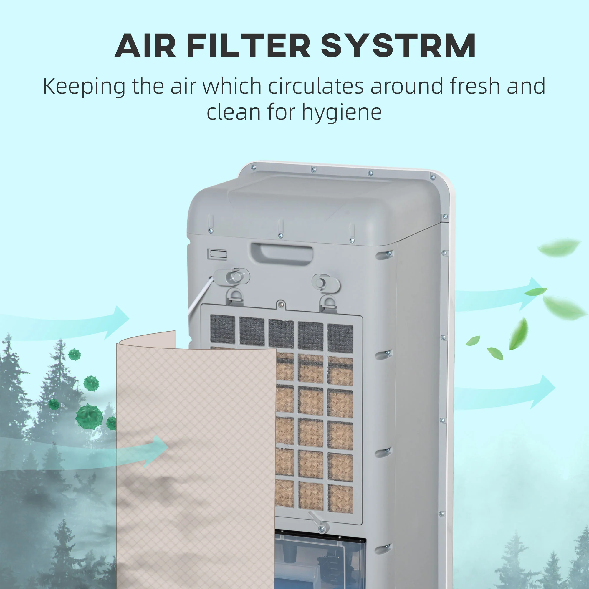 32" Evaporative Air Cooler with 3.2 Gal Water Tank, 3-In-1 Ice Cooling Fan White - Image 9