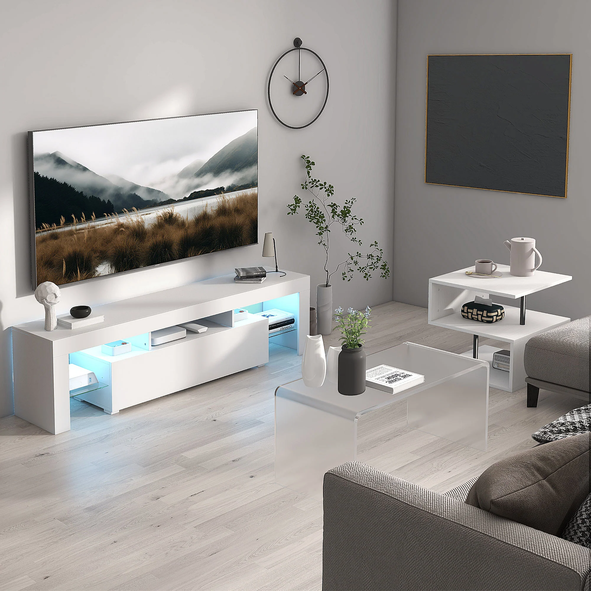 32" Long Rectangle All Acrylic 15mm Thick Waterfall Coffee Table, Clear - Image 11