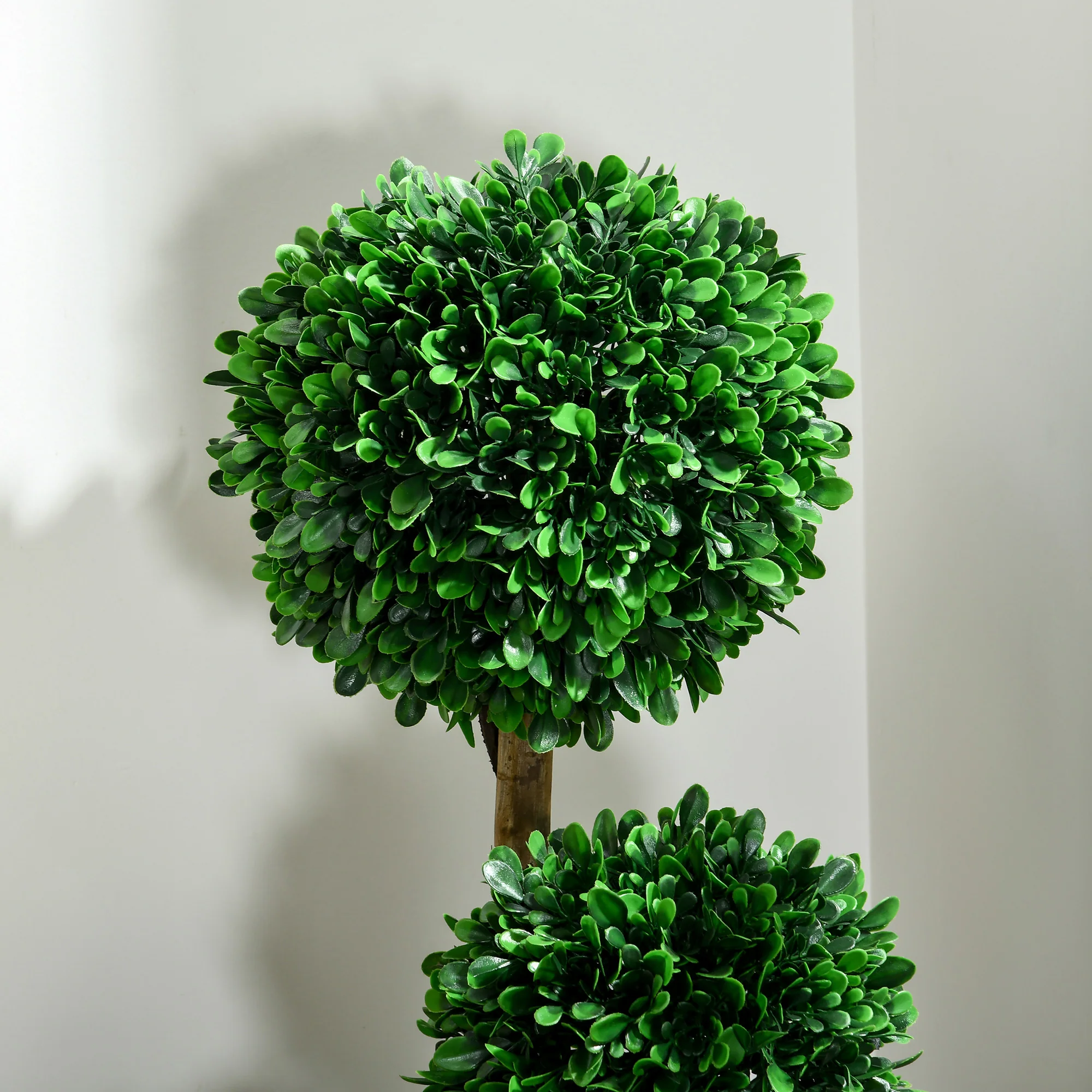 3ft Artificial Tree, Triple Ball Boxwood Topiary with Pot and Sandalwood Leaves - Image 9
