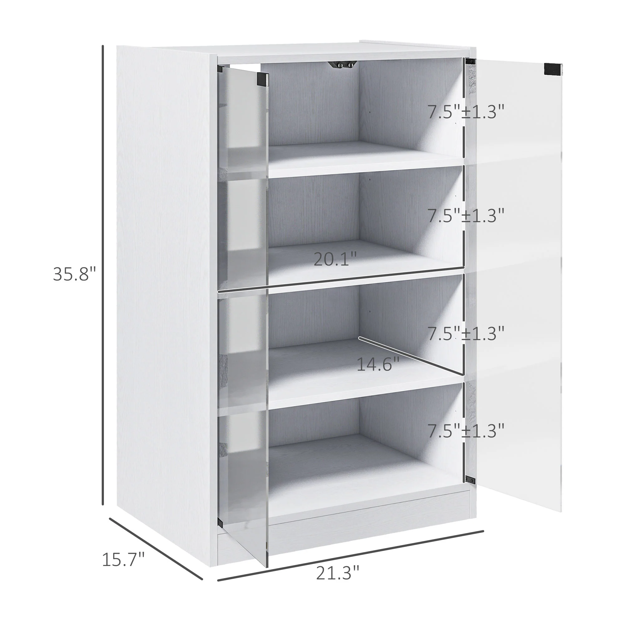 4-Tier Media Cabinet Stand w/ Adjustable Shelves & Cable Management, Distressed White - Image 5