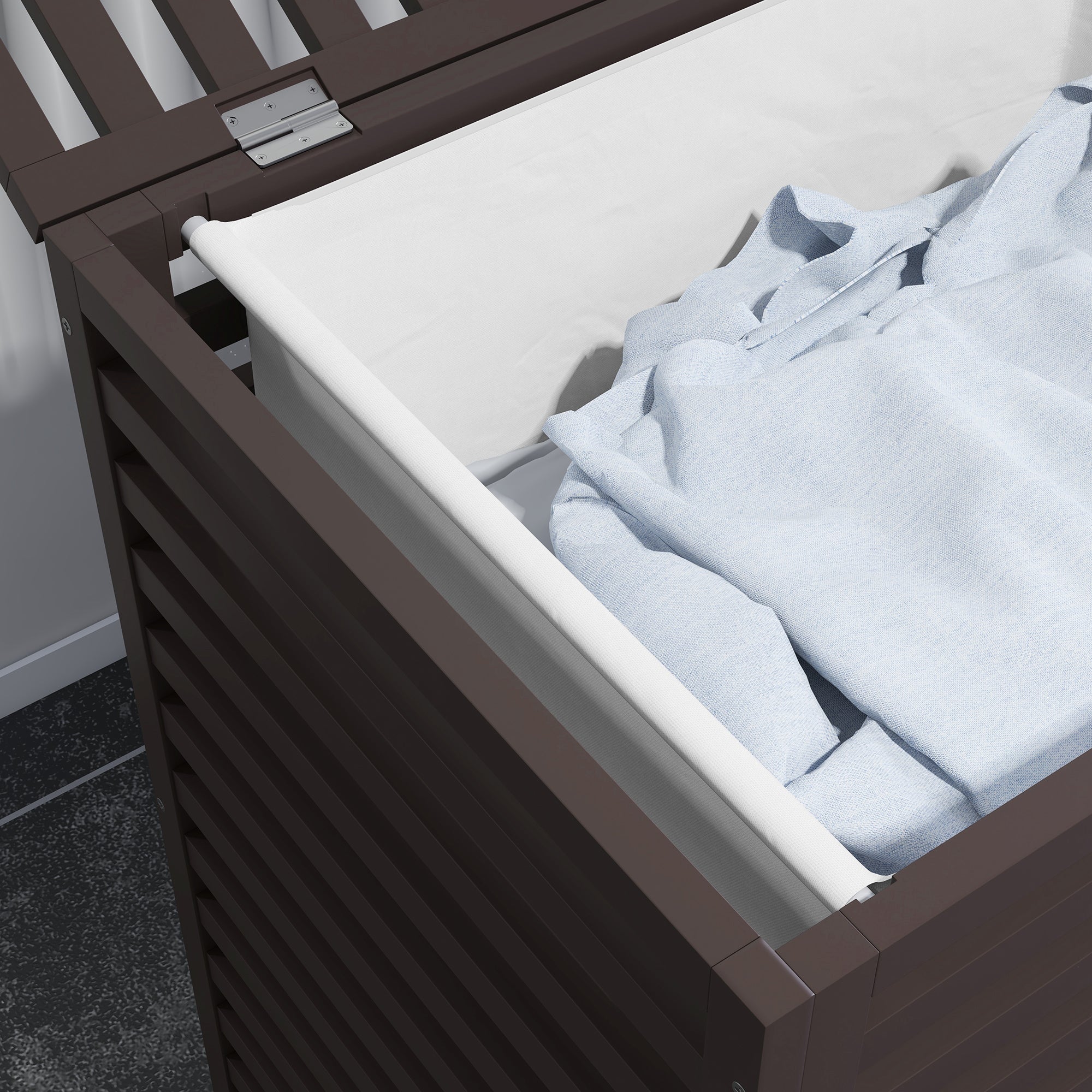 55 L Bamboo Laundry Basket w/ Lid & Removable Liner Bag, 19.75" x 14.25" x 23.5", Coffee - Image 11
