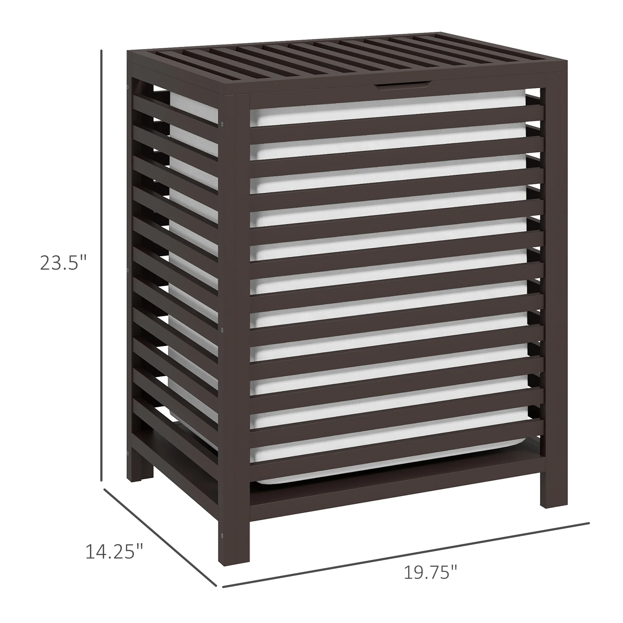 55 L Bamboo Laundry Basket w/ Lid & Removable Liner Bag, 19.75" x 14.25" x 23.5", Coffee - Image 5