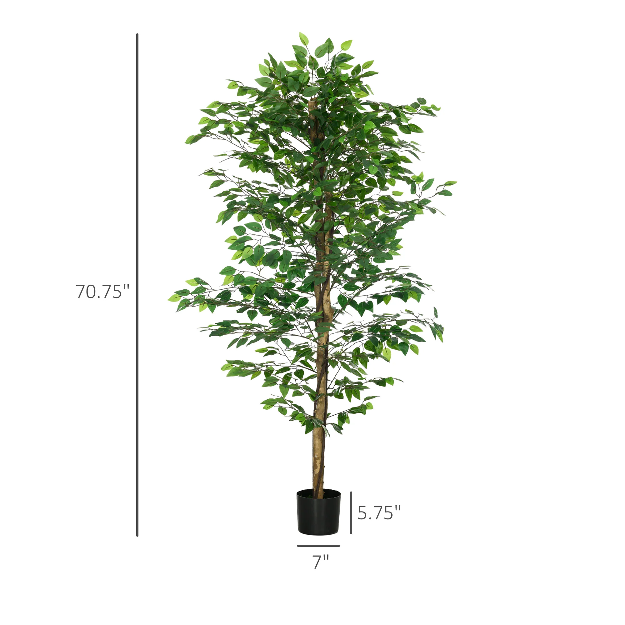 6ft Artificial Tree, Indoor Outdoor Fake Ficus with Pot, for Home Office Living Room Decor - Image 5
